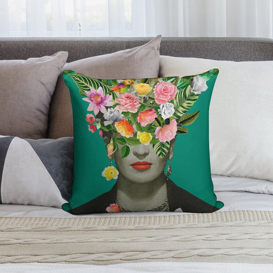 Frida Floral (Green) Soft Easy Maintenance Throw Pillow