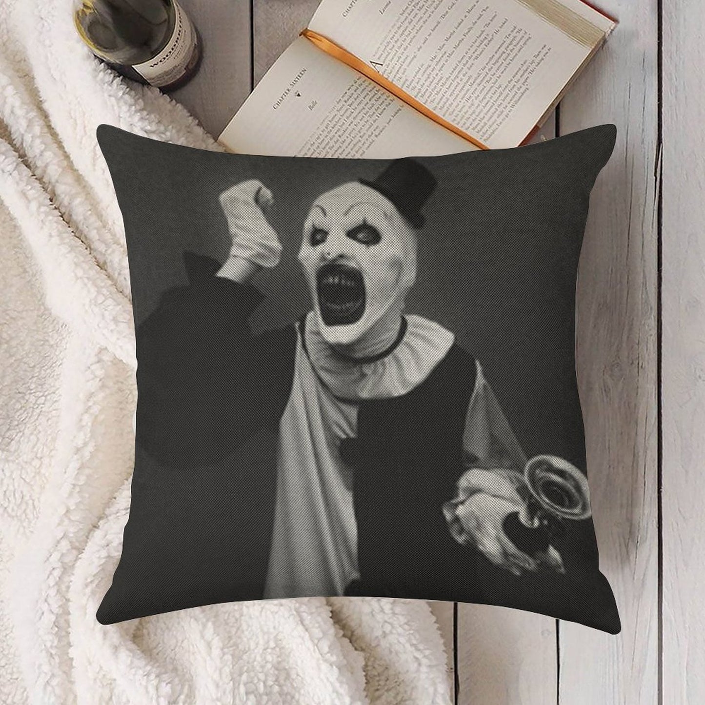 Terrifier Art The Clown Horror Linen Throw Pillow Cover