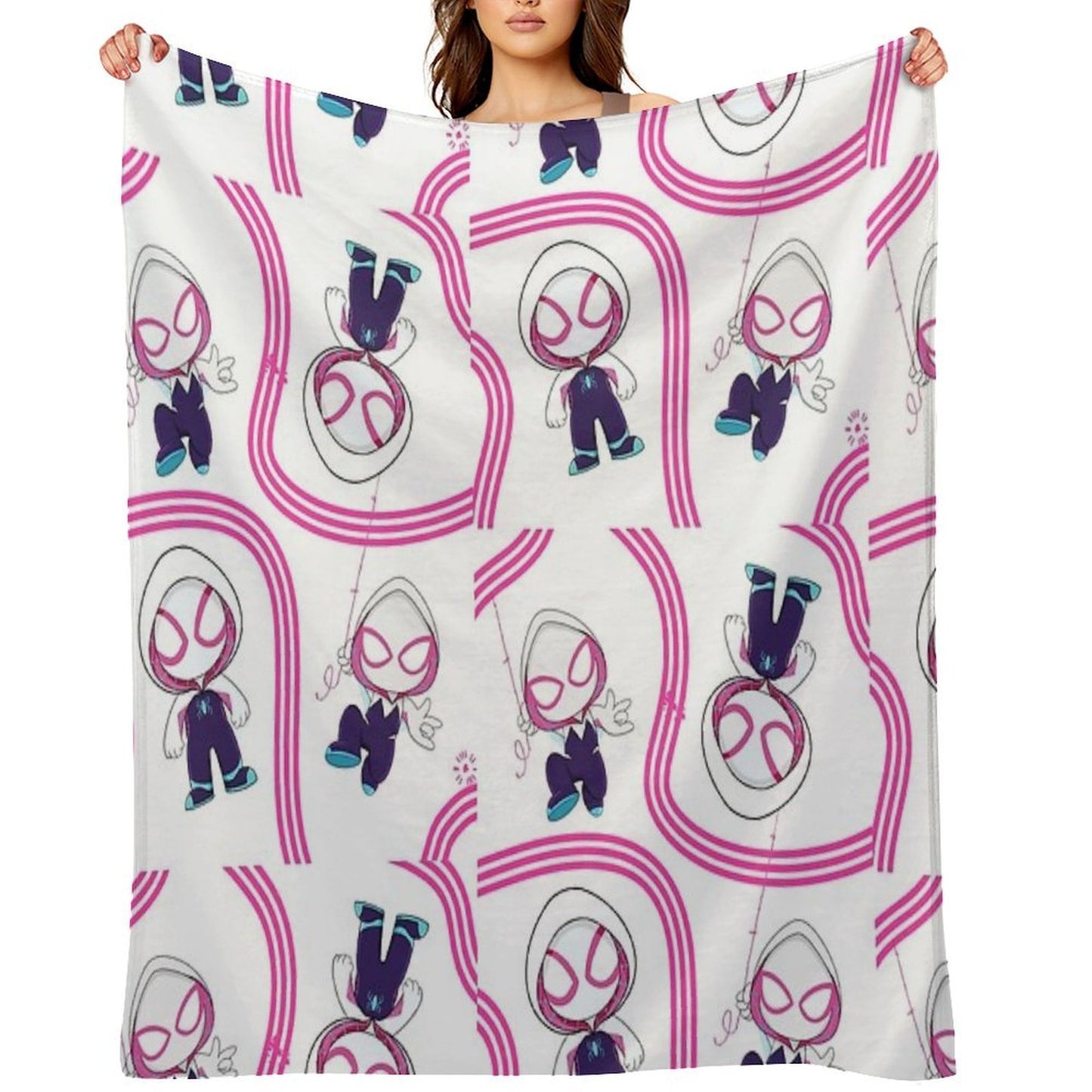 Cute Spider Ghost Gwen, Baby Spidey Girl, Grl Pwr, Cartoon Ghost Kids T-shirt Throw Blanket