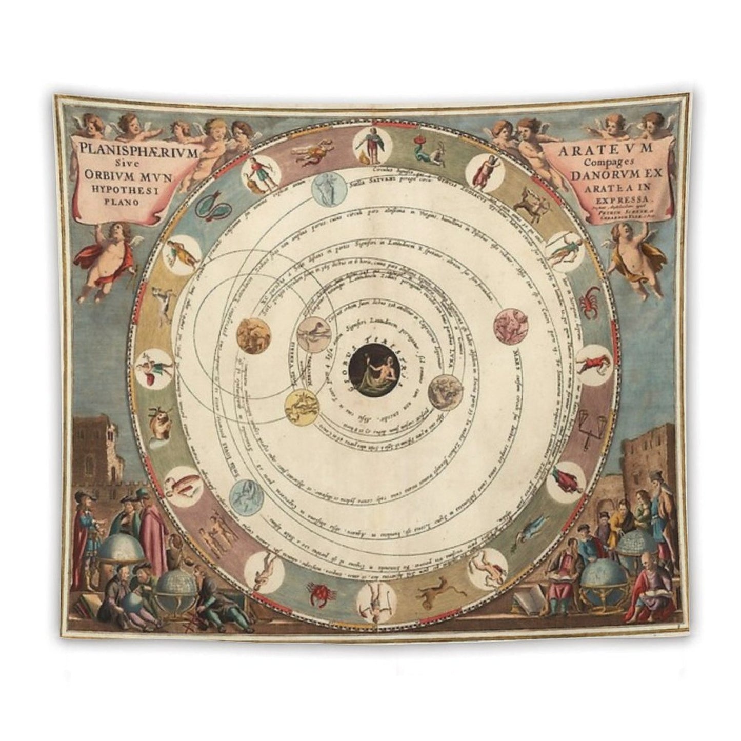 Vintage Zodiac Circle with Horoscope Tapestry