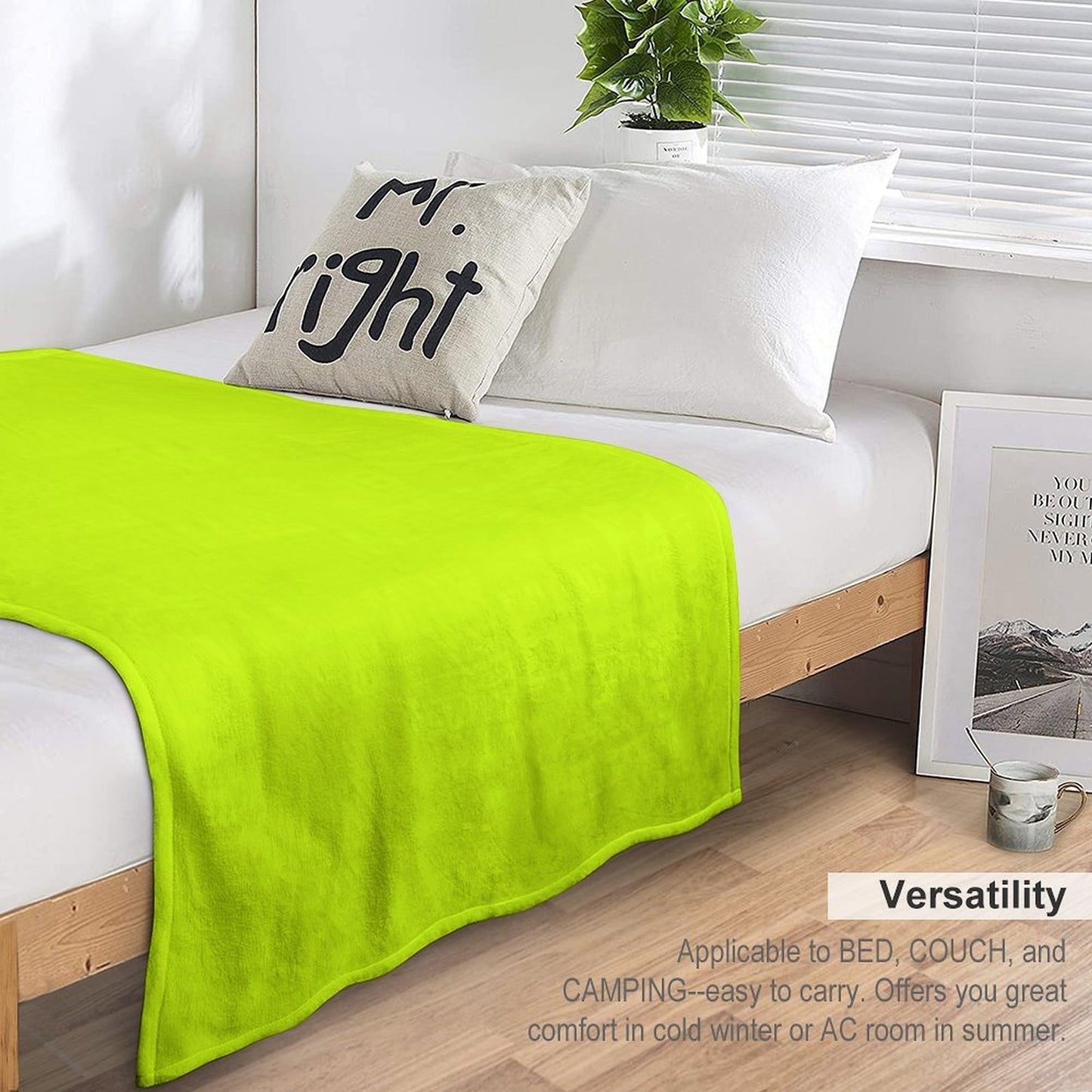 Solid Neon Yellow Color Throw Blanket
