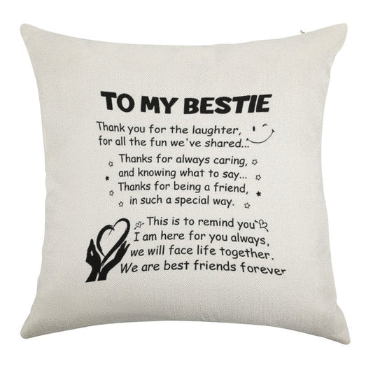 To My Bestie Thank You for The Laughter Linen Throw Pillow Cover