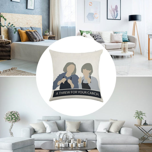 Prude And Trude - Kath And Kim Linen Throw Pillow Cover