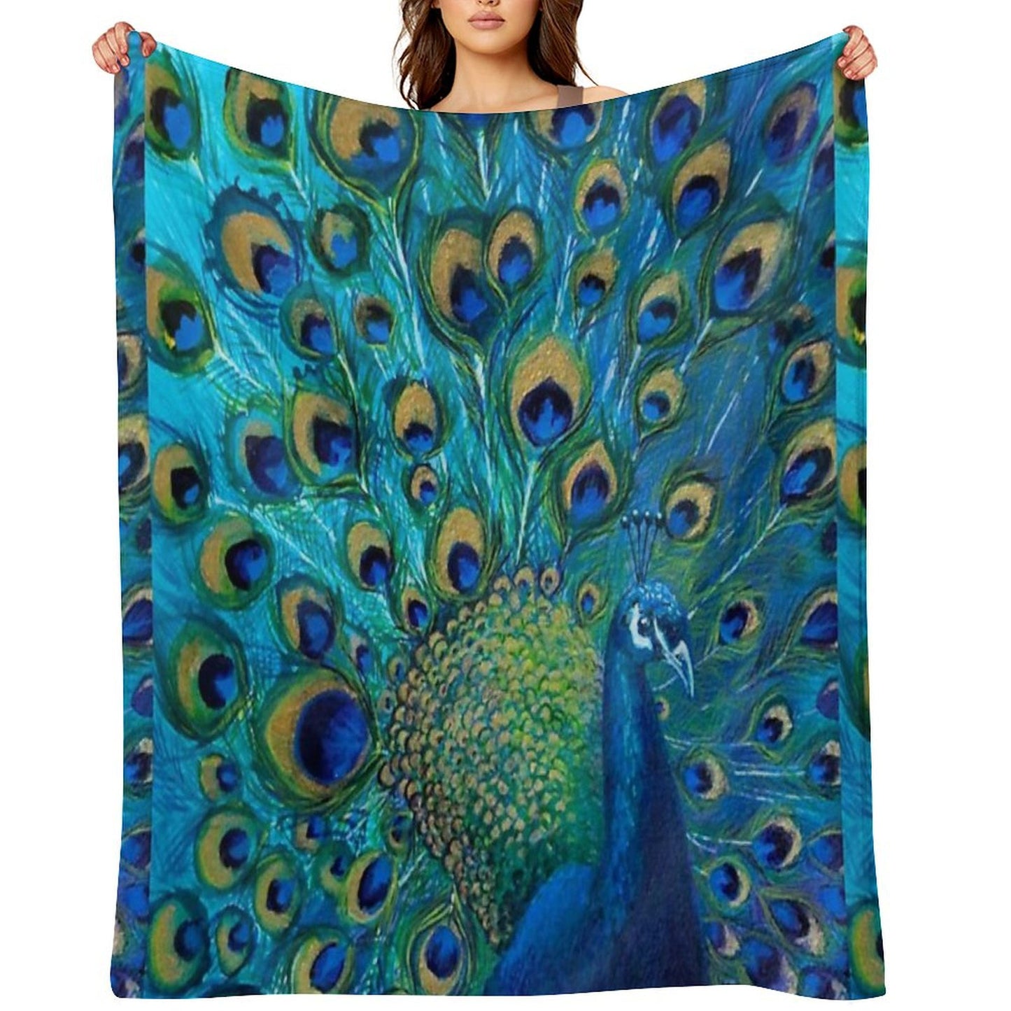 Beautiful Painted Peacock in Its Full Glory Throw Blanket