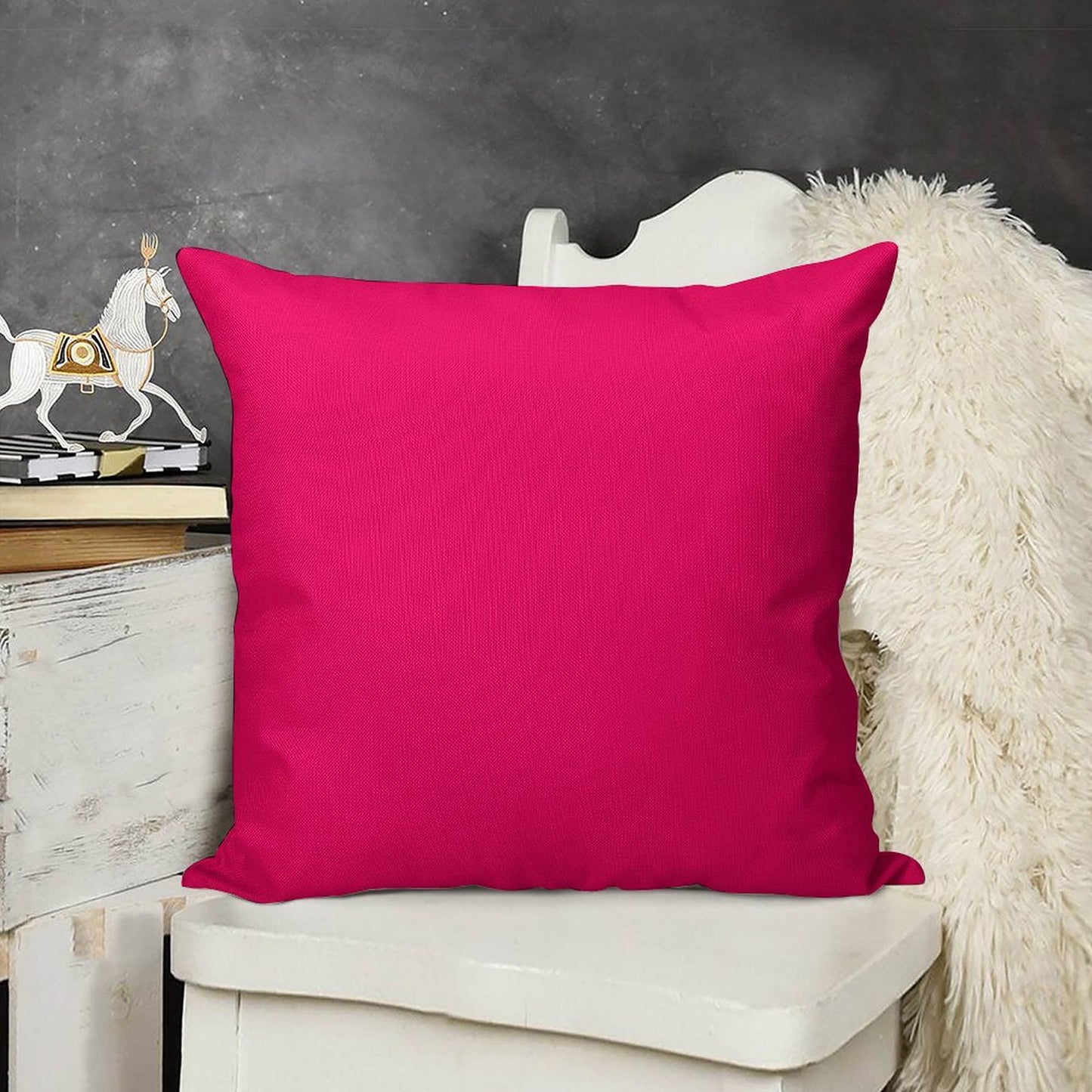 Super Bright Fluorescent Pink Neon Linen Throw Pillow Cover