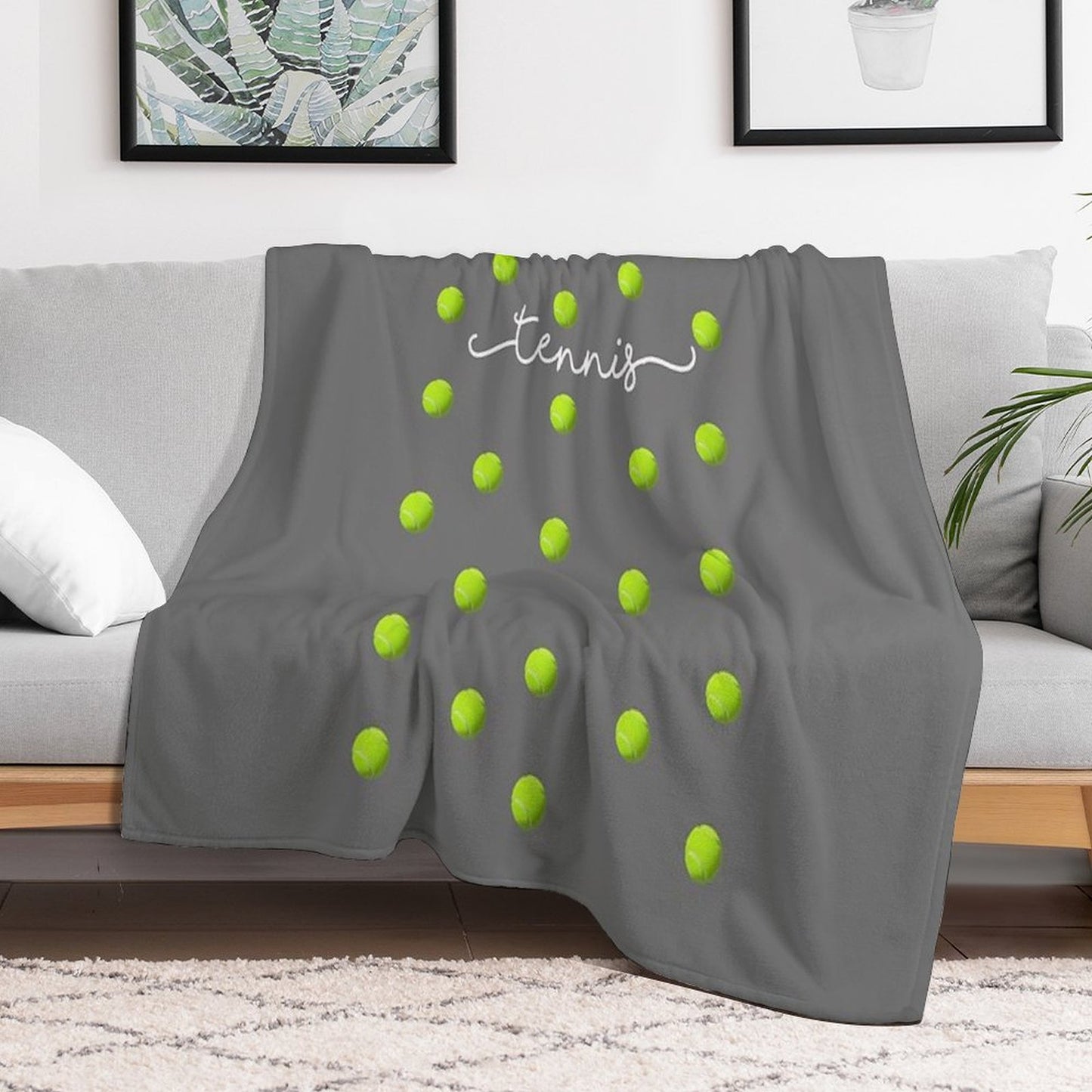 Top Fun Tennis Ball Spots Design Throw Blanket