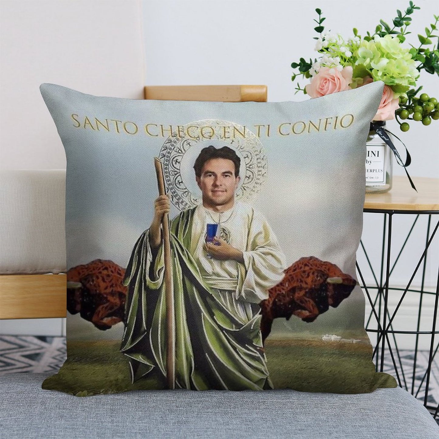 San Checo of The Tyres Linen Throw Pillow Cover
