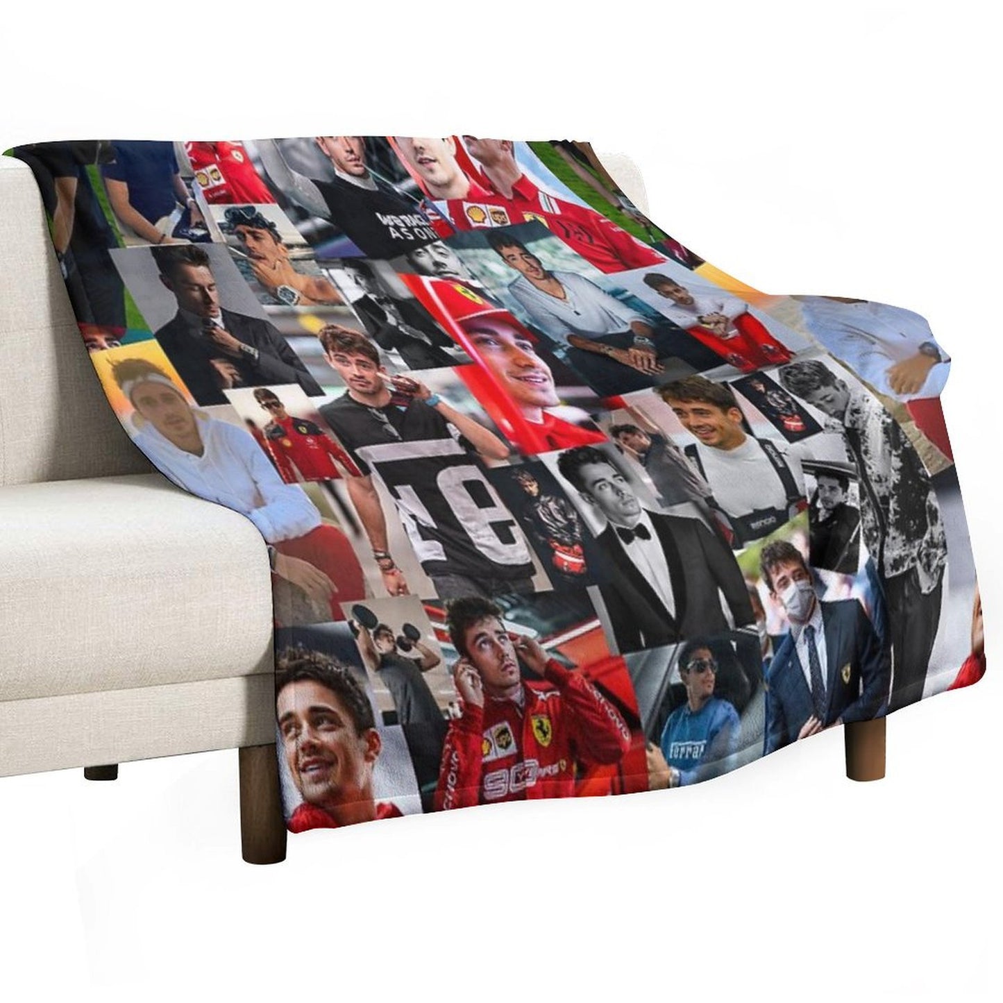 Charles Leclerc Monacan Motorsports Racing Driver Collage Throw Blanket