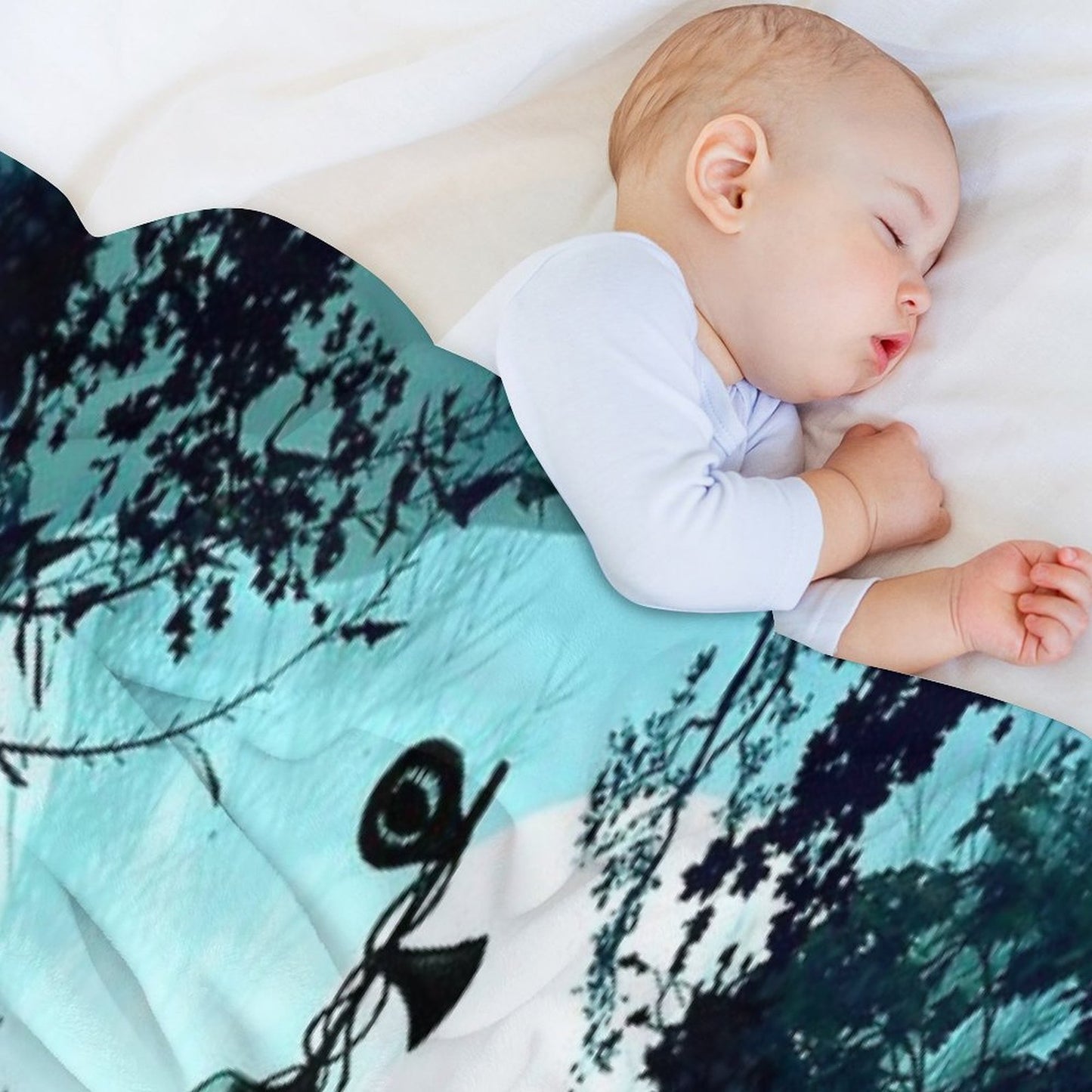 Siren Head in Horror Background Throw Blanket