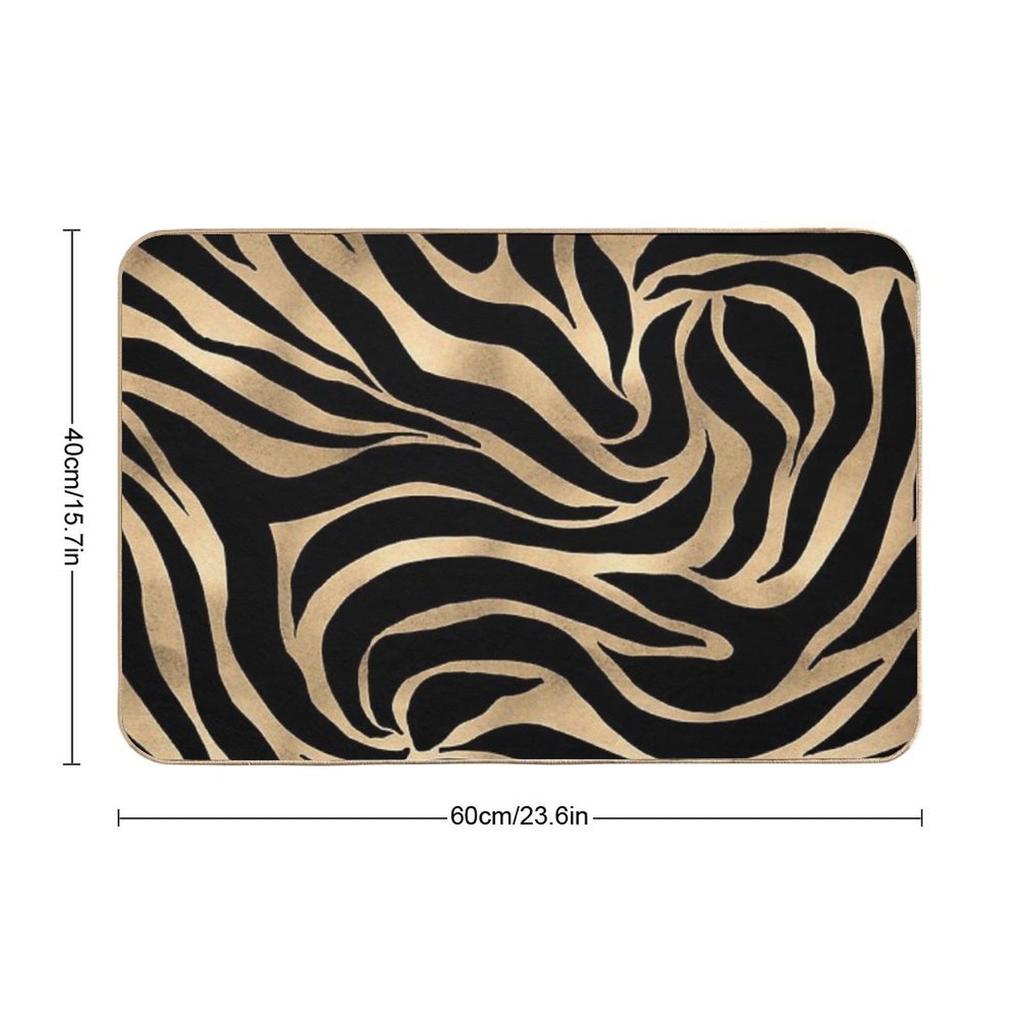 Elegant Metallic Gold Zebra Black Animal Print Bath Mat