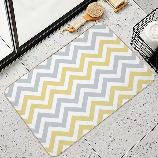 Trendy Yellow And Gray Chevron Bath Mat