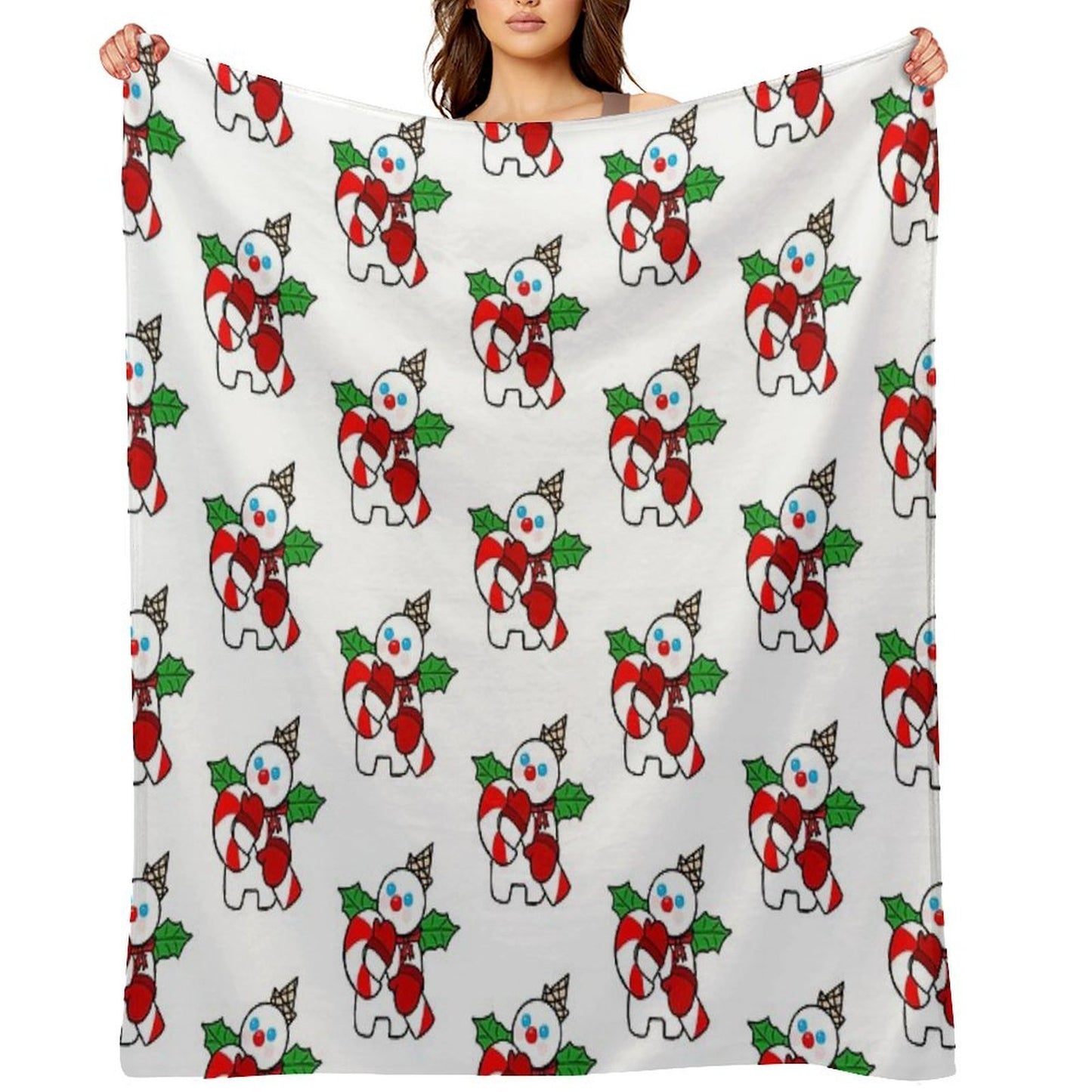 Mr. Bingle with Candy Cane Throw Blanket