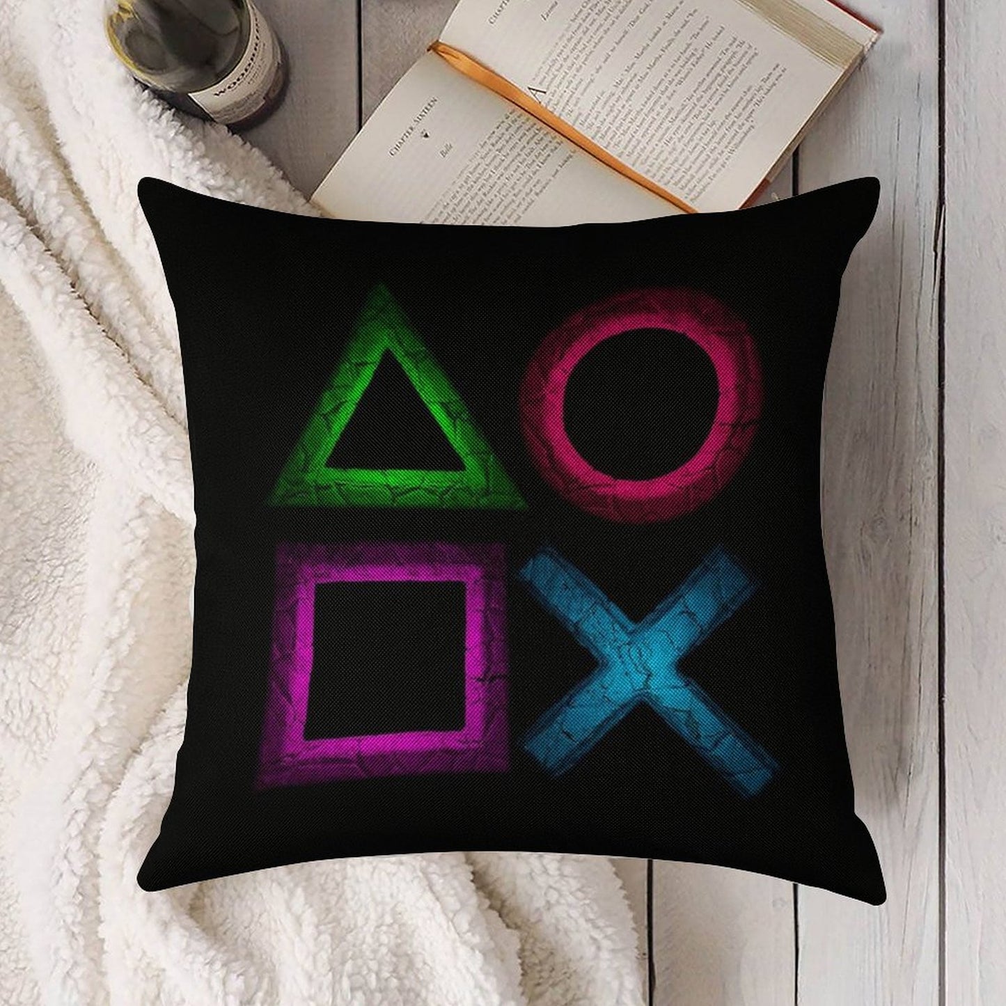 Buttons Linen Throw Pillow Cover