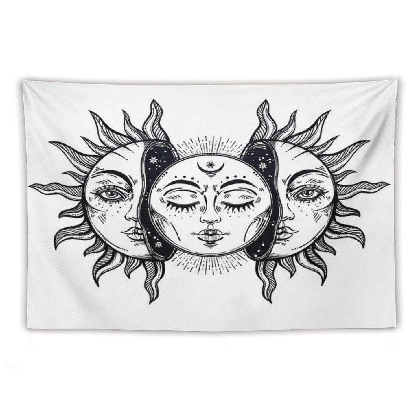 Vintage Solar Eclipse Sun And Moon Tapestry