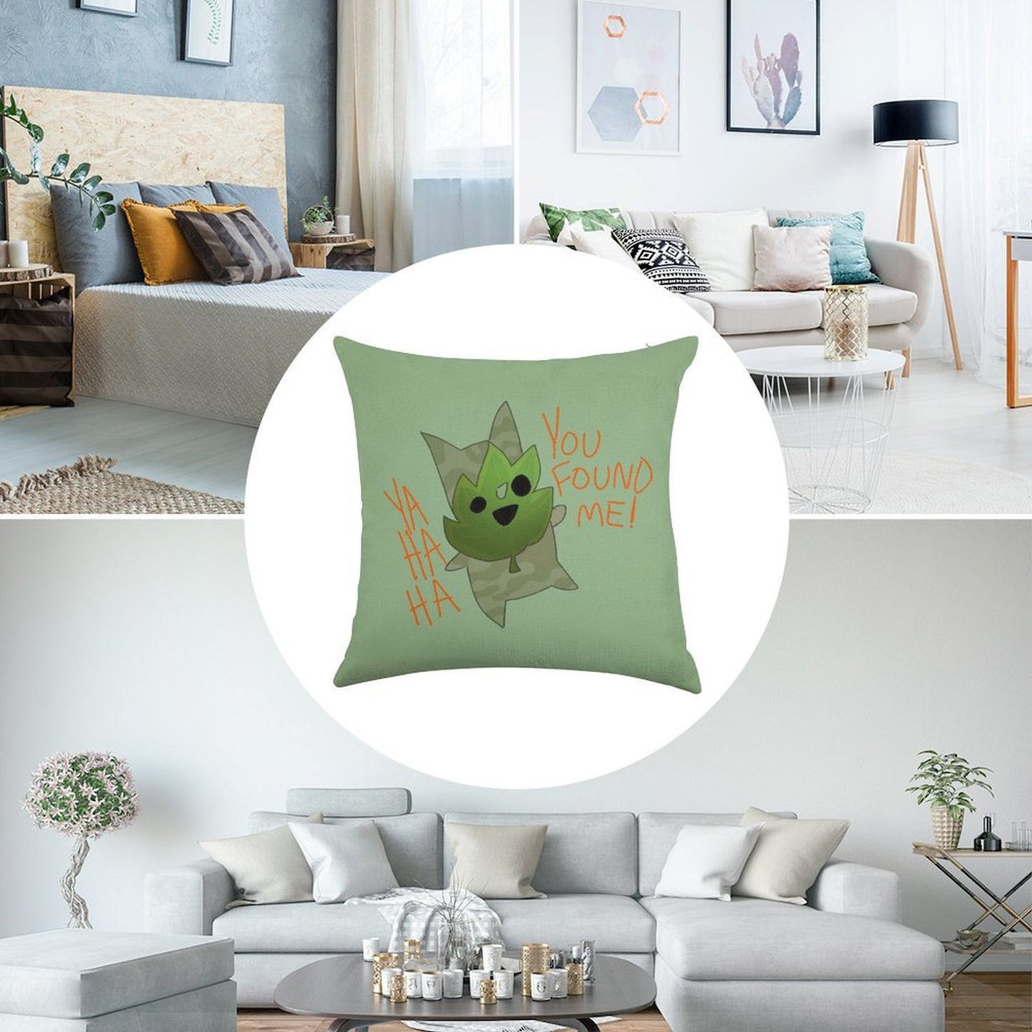 You Found Him! Linen Throw Pillow Cover