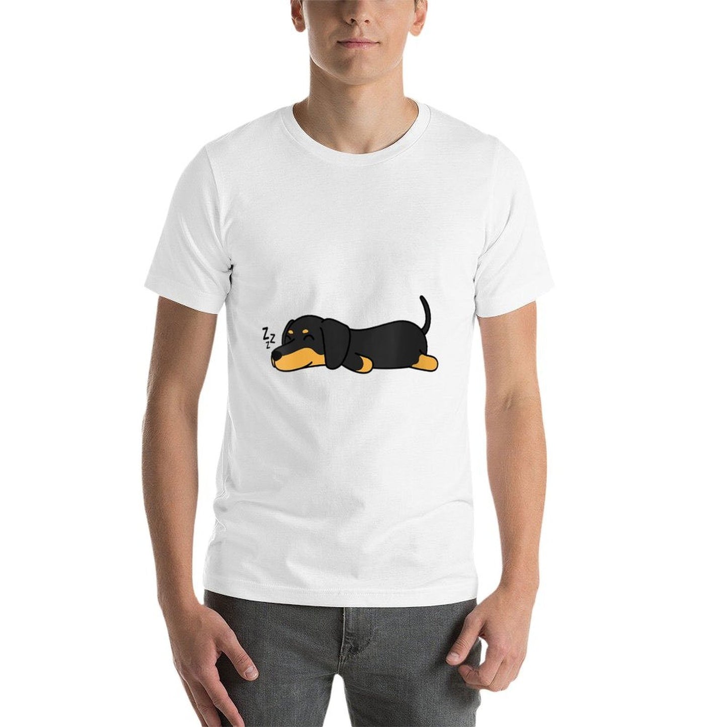 Womens Cute Nope Sleeping Dachshund Cool Nap Funny Wiener Dog Lover Stretchy T-Shirt