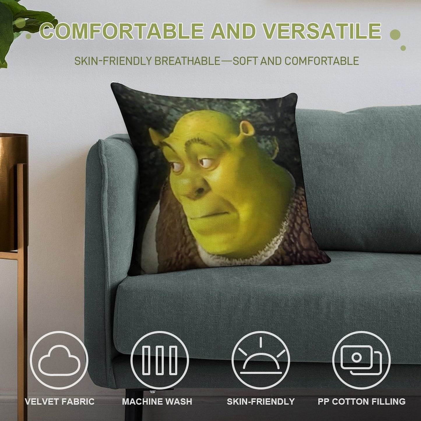 Shrek Face Meme Soft Multiple Sizes Throw Pillow