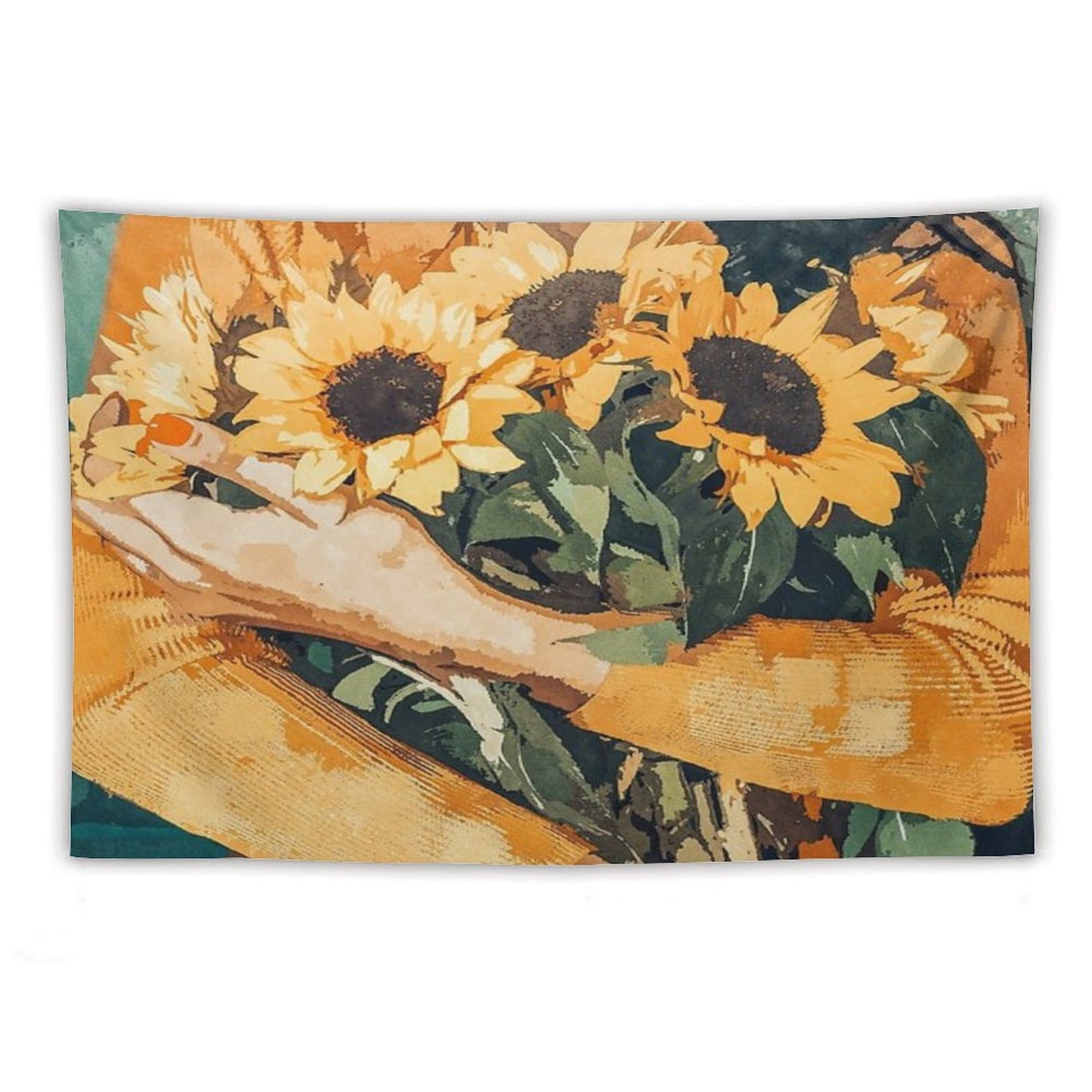 Holding Sunflowers Tapestry