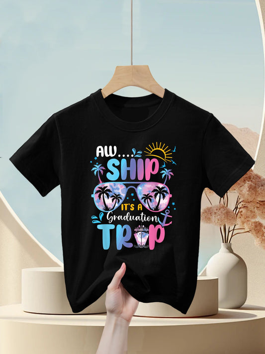 Aw Ship It's A Graduation Trip Funny Cruise Squad Matching Kids T-Shirt