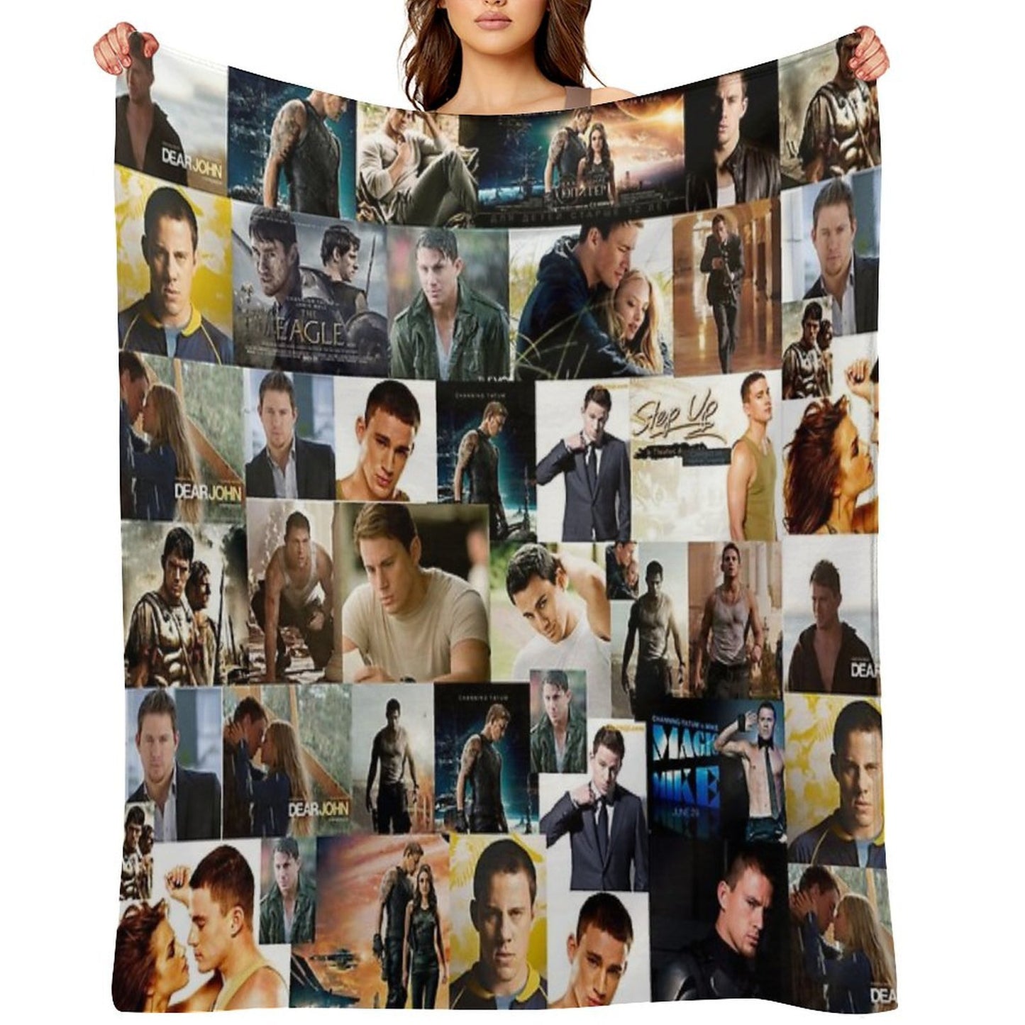 Channing Tatum Seamless Squarish Photo Collage Throw Blanket