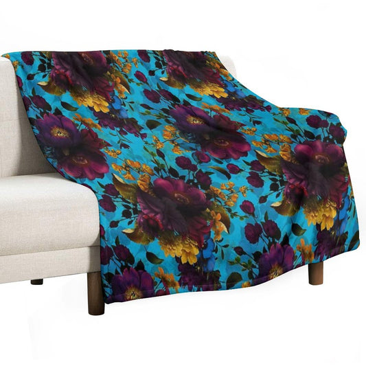 Moody Florals - Mystic Botanical Night Garden 13 Nightgarden Throw Blanket