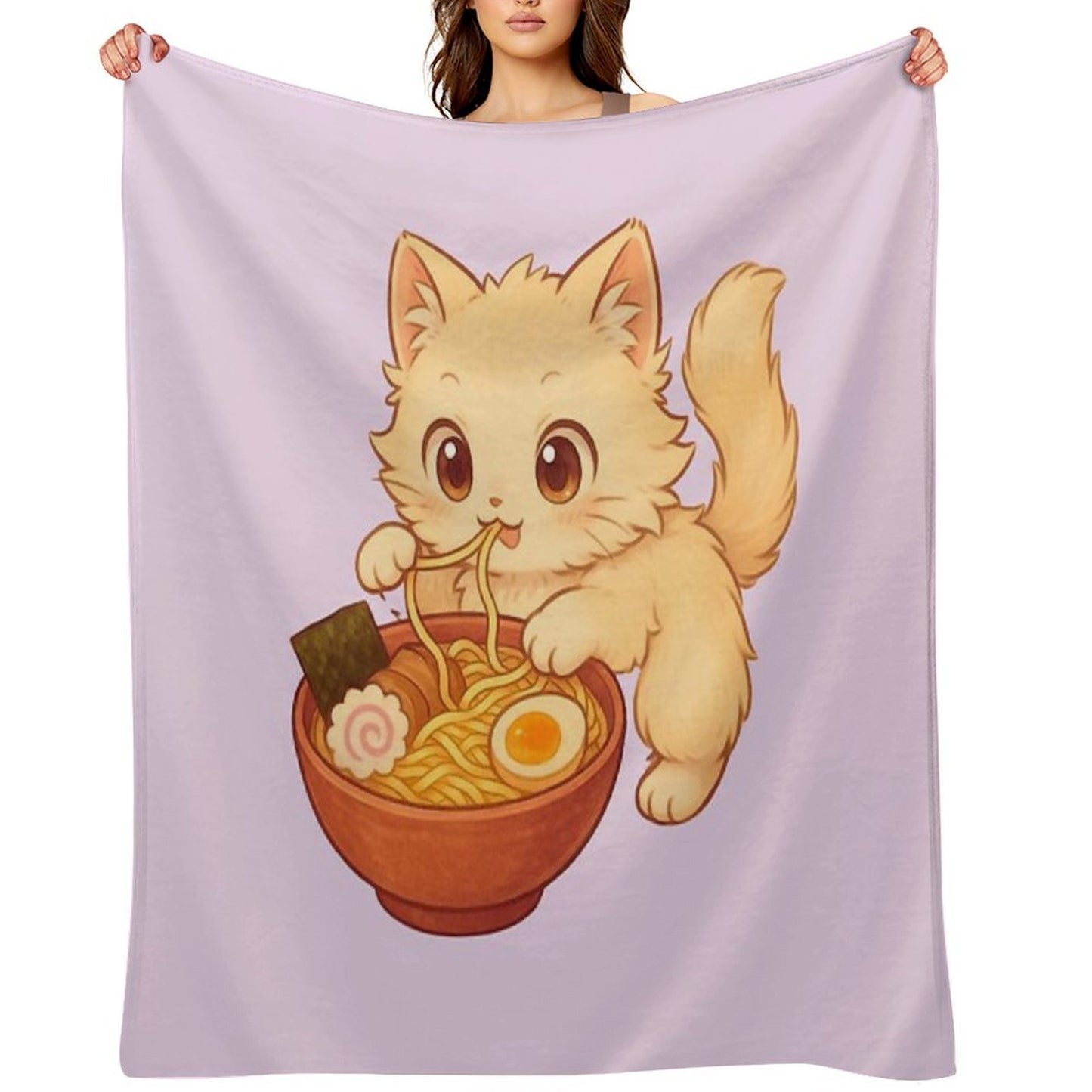 Kitty Ramen Throw Blanket