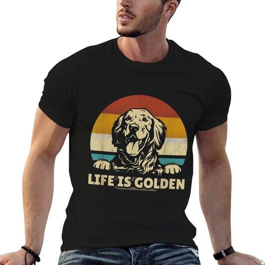 Golden Retriever Dog Life Is Golden Retro Vintage T-Shirt