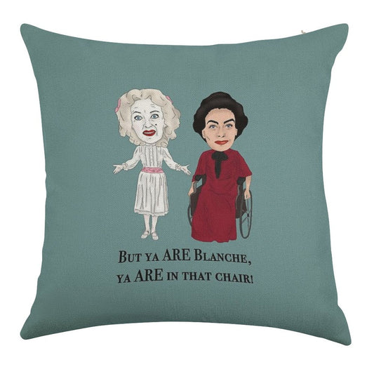 Whatever Happened to Baby Jane, Bette Davis, Joan Crawford Inspired Illustration. But You Are in That Chair Blanche Hudson Linen Throw Pillow Cover