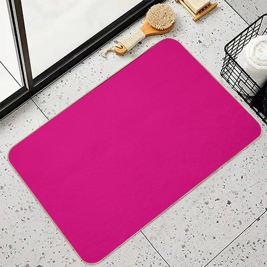 Hot Pink Fuchsia Solid Color Decor Bath Mat