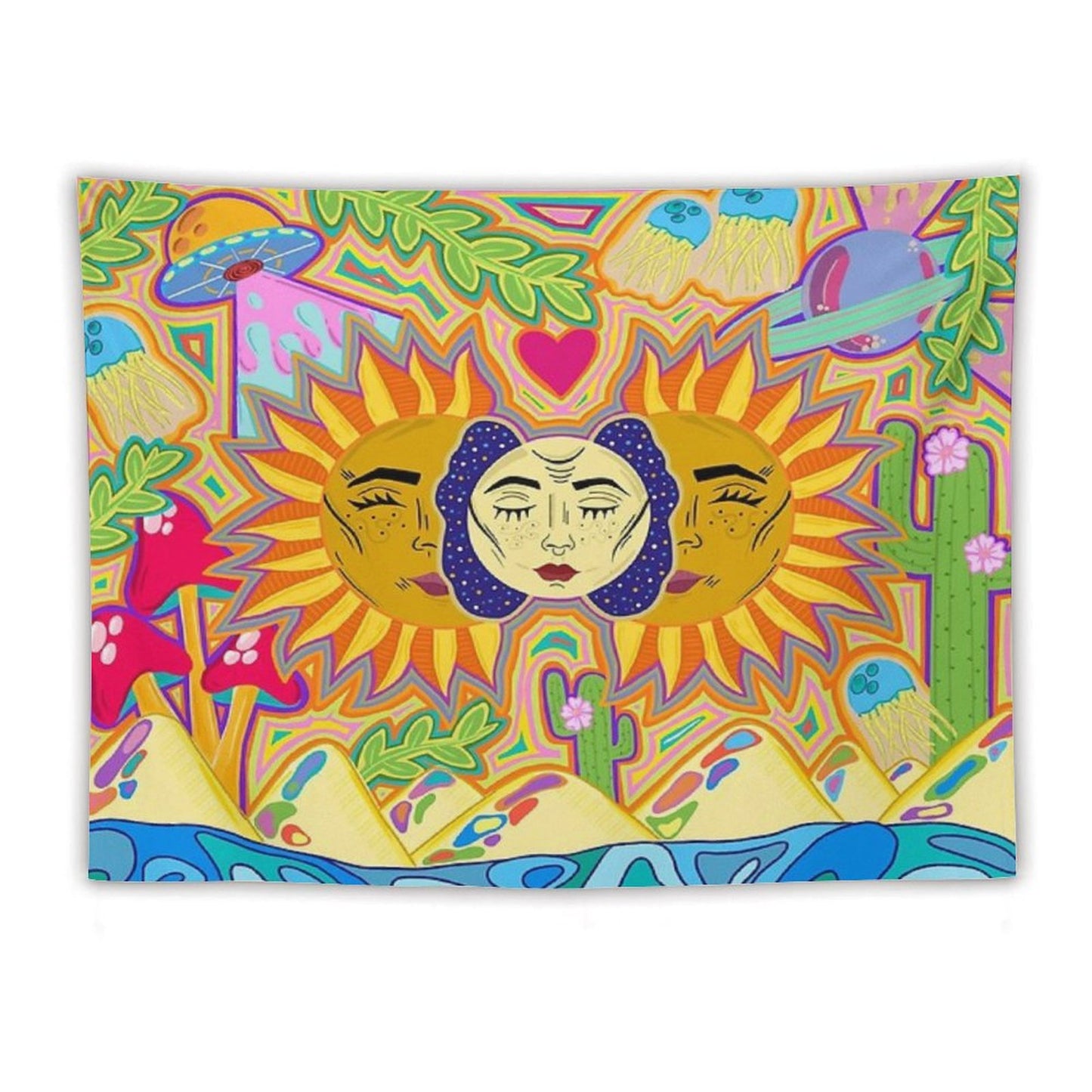 Sun And Moon Design Tapestry