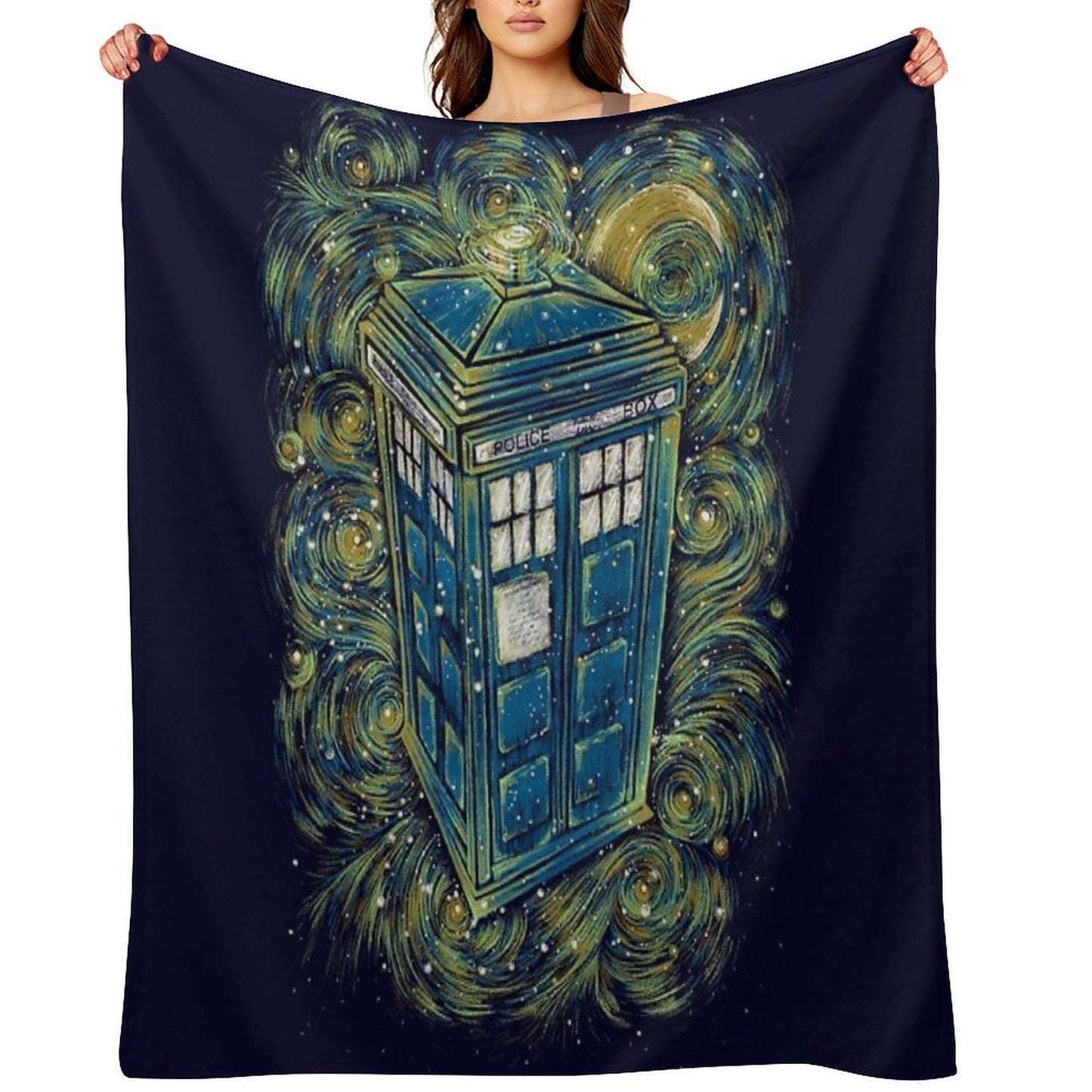 The Doctor in The Starry Night Throw Blanket