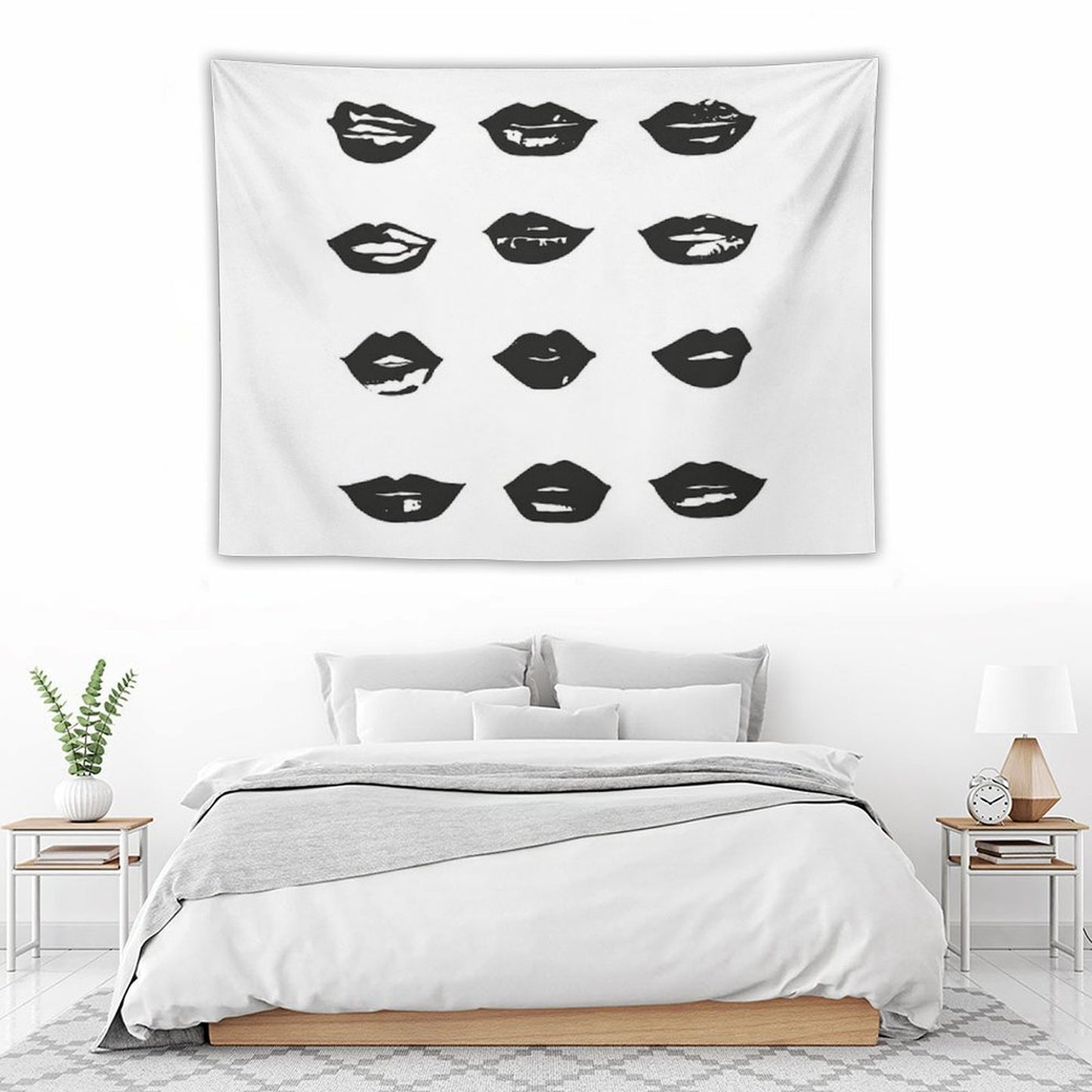 Kiss Kiss in Black And White Tapestry