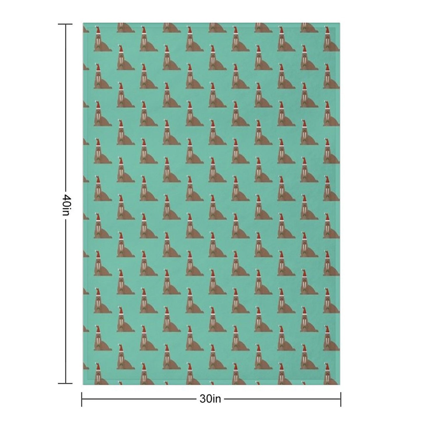 Christmas Walruses on Blue Throw Blanket