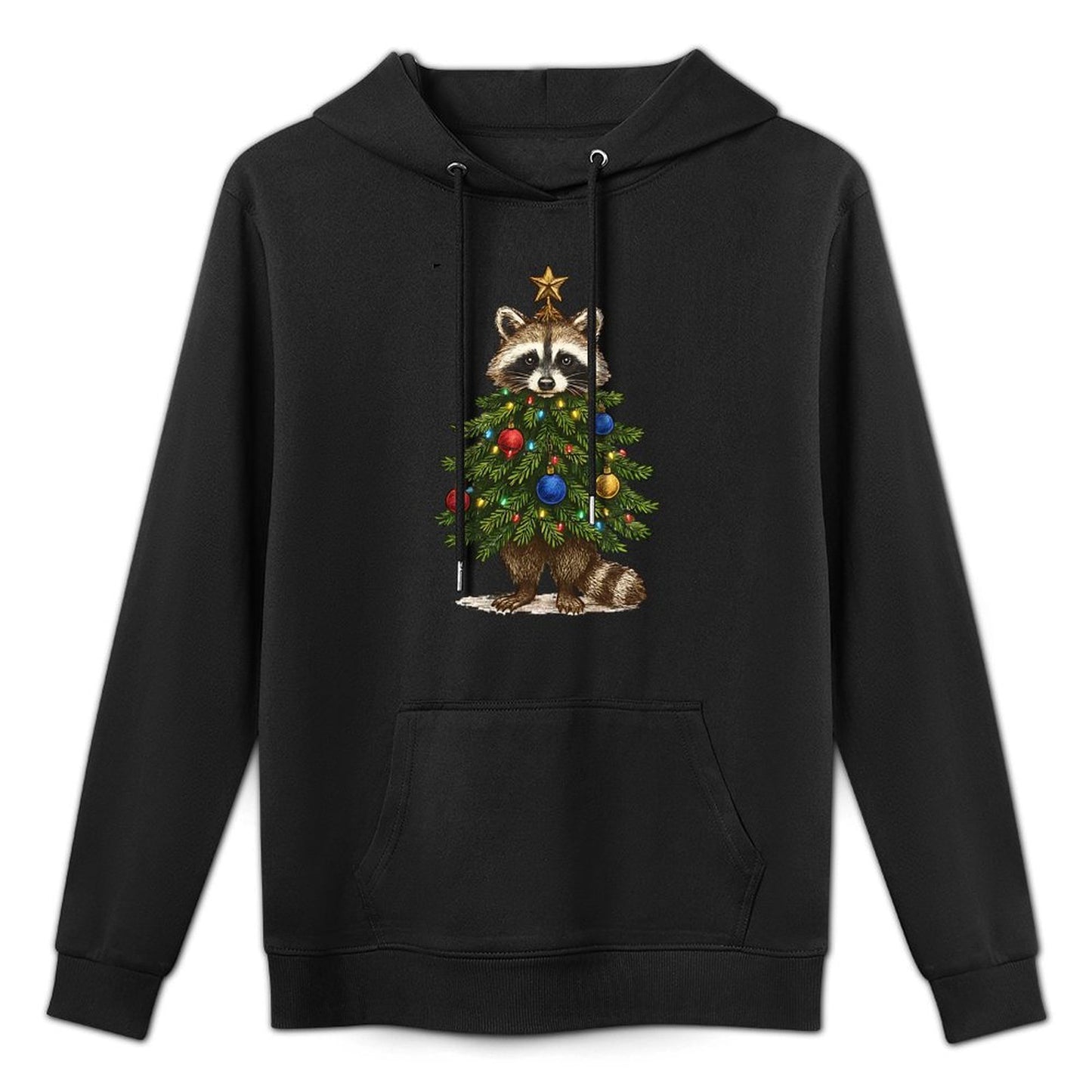 Raccoon Decorated Christmas Tree, Feral And Festive Shape Retention Hoodie