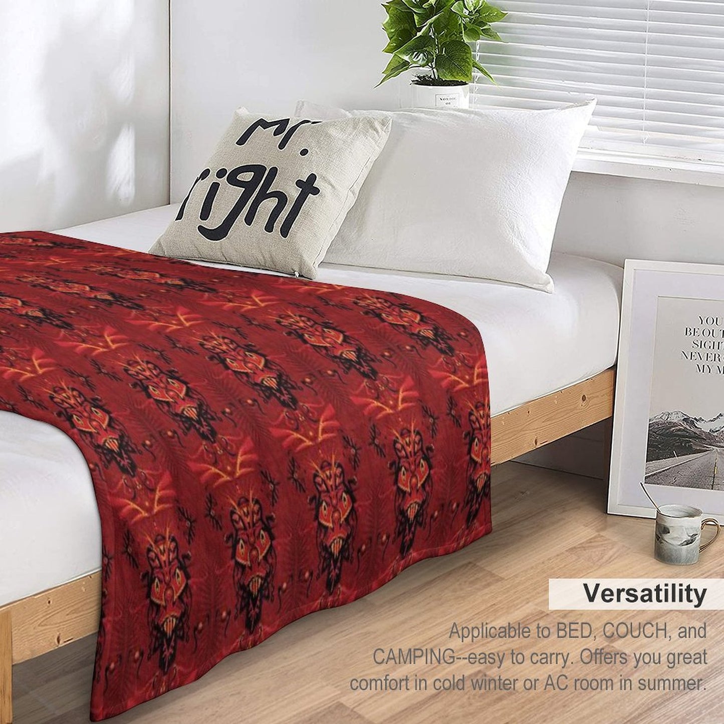 Red Samurai Shaman Throw Blanket