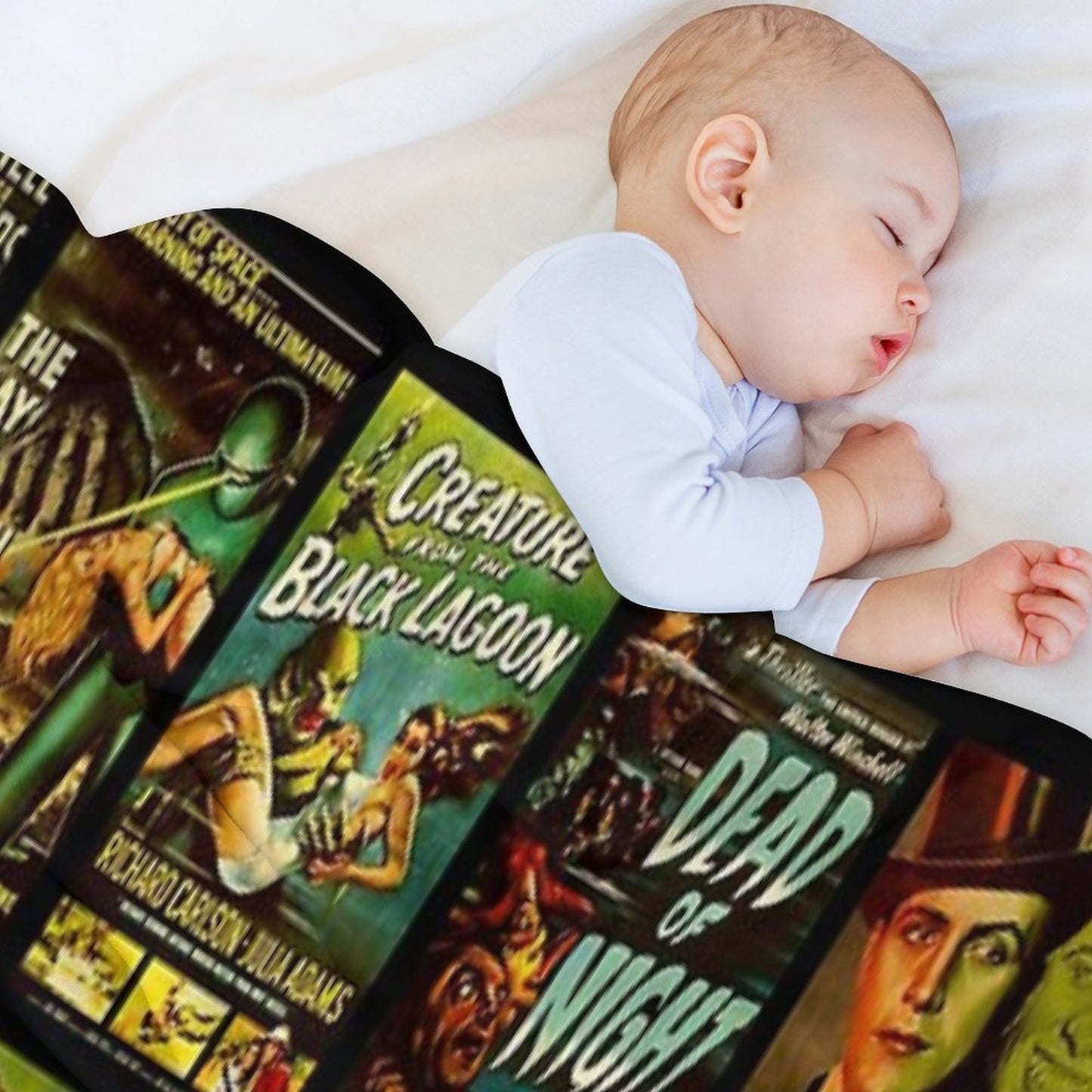 Vintage Classic Horror Monster Movie Posters Throw Blanket