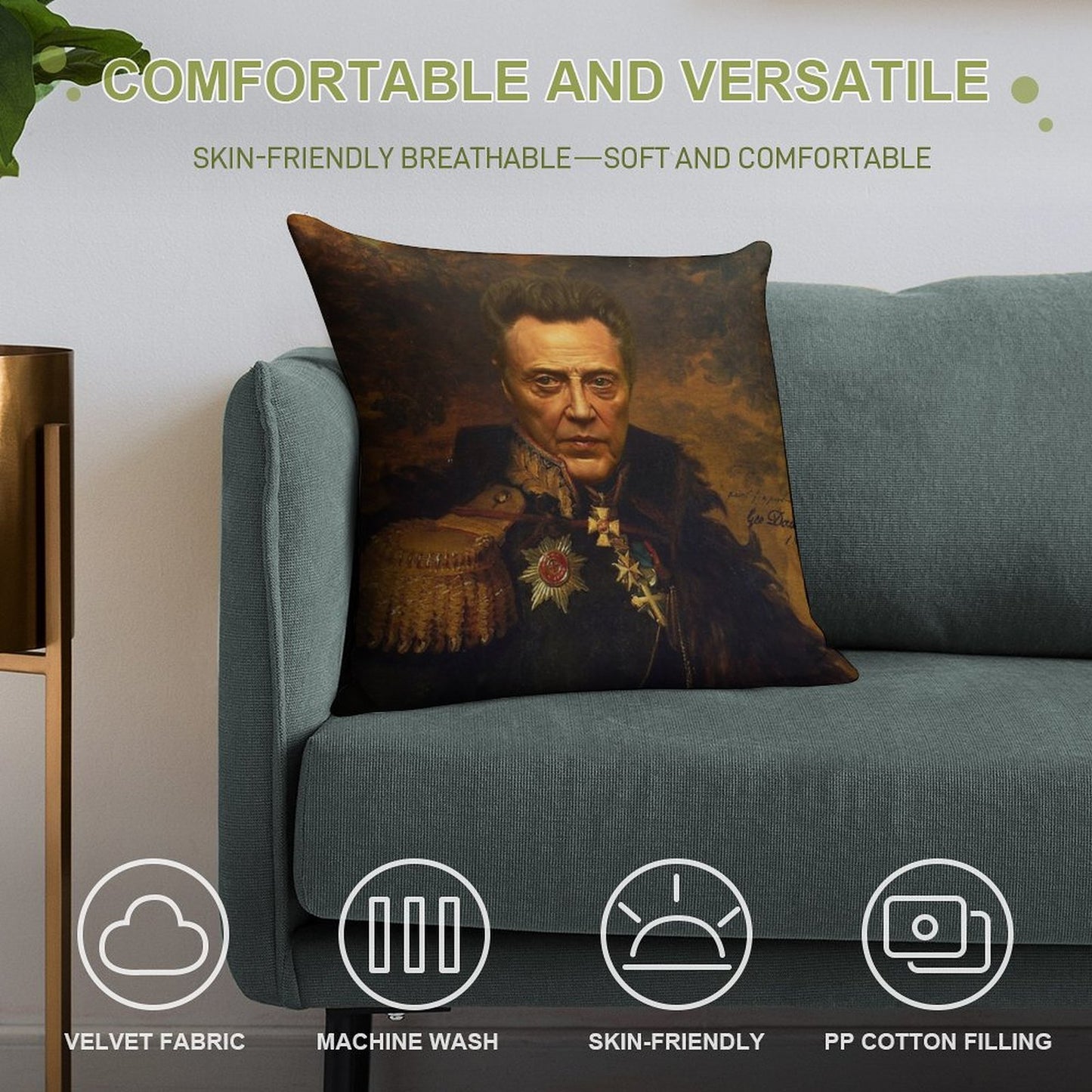 Christopher Walken - Replaceface Soft Fade-Resistant Throw Pillow