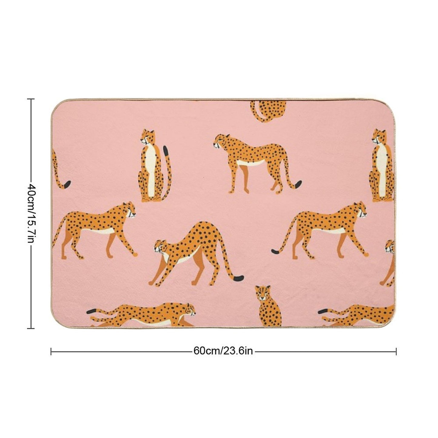 Cheetahs Pattern on Pink Bath Mat
