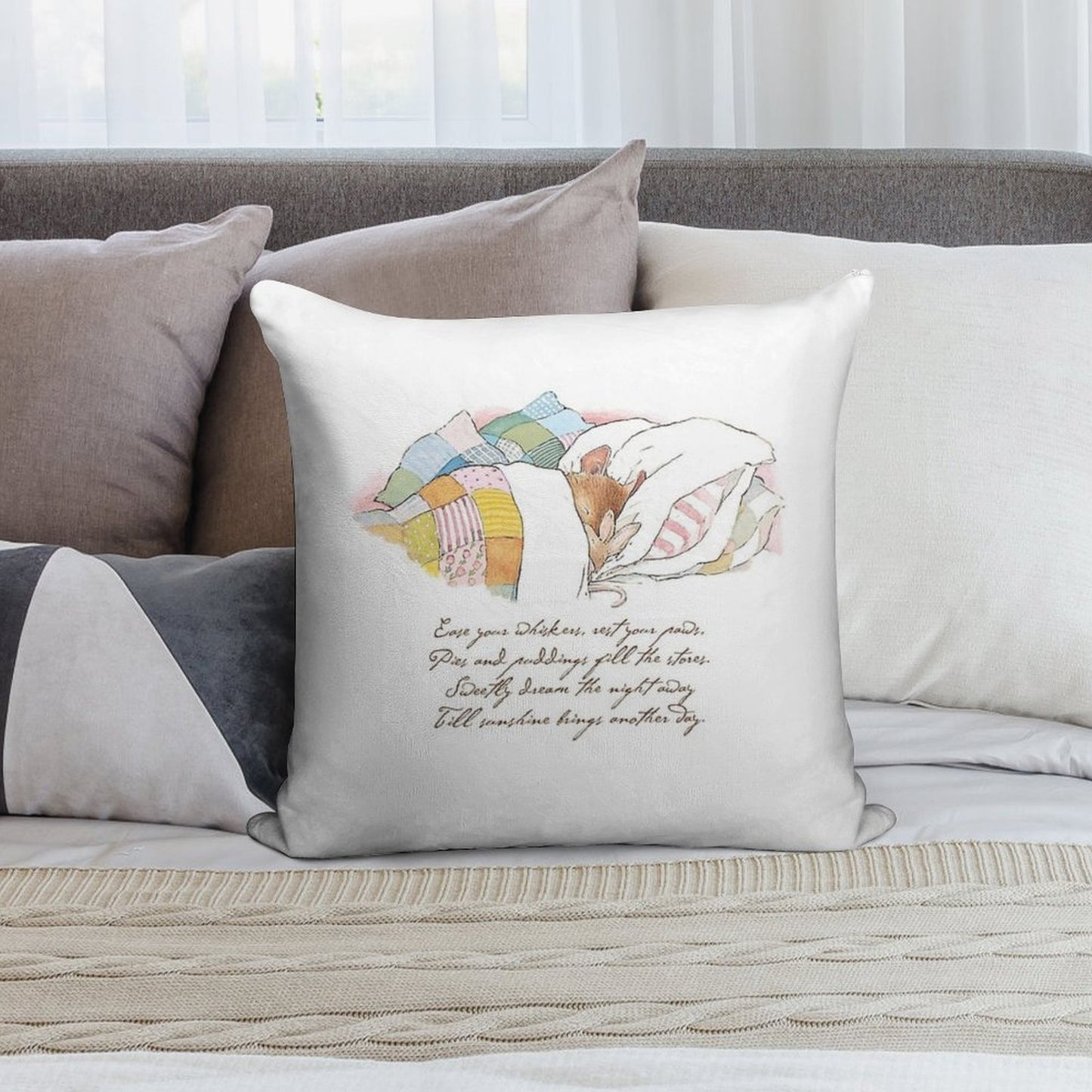Primrose Goes to Sleep Soft Hidden Zipper Throw Pillow
