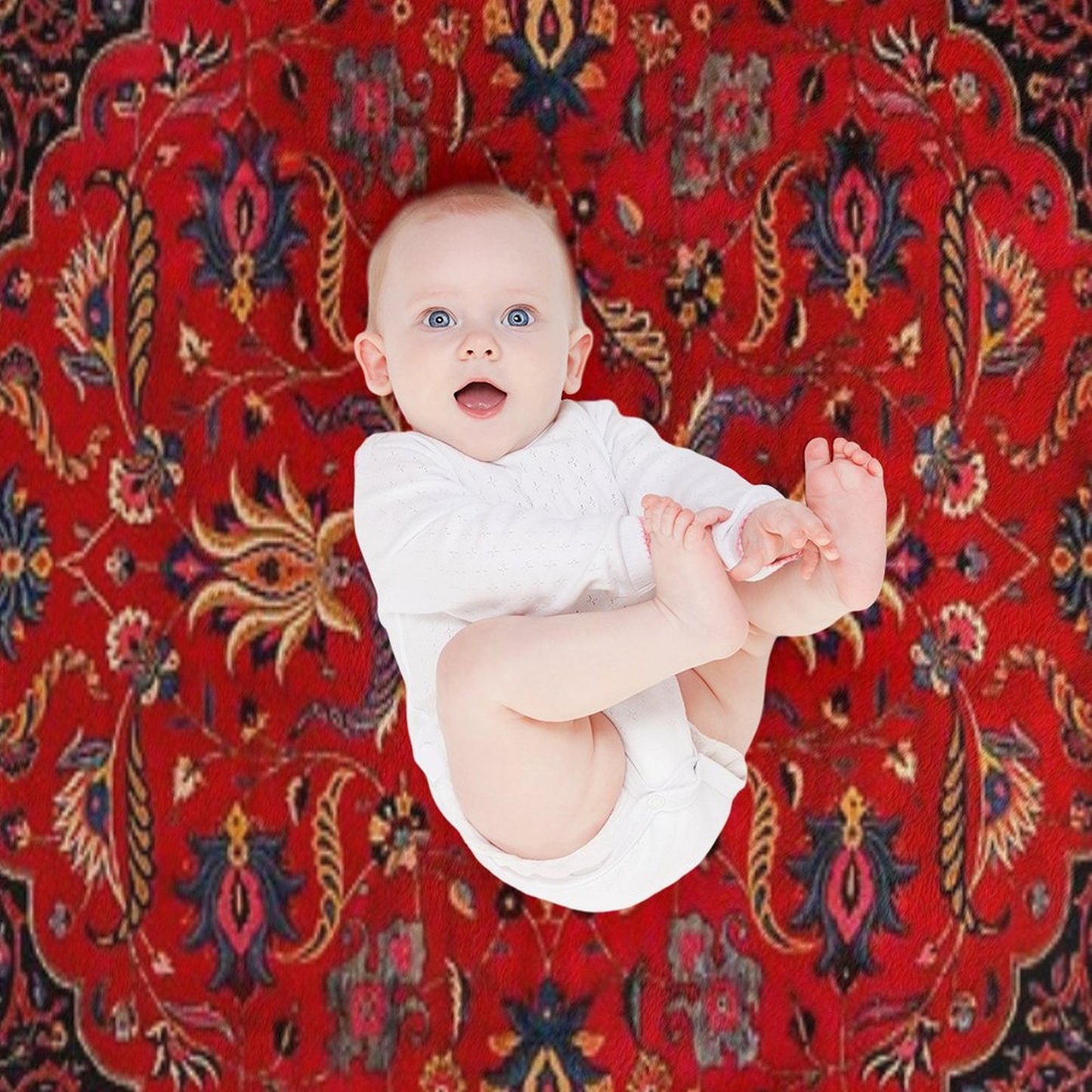 Red Persian Rug Throw Blanket