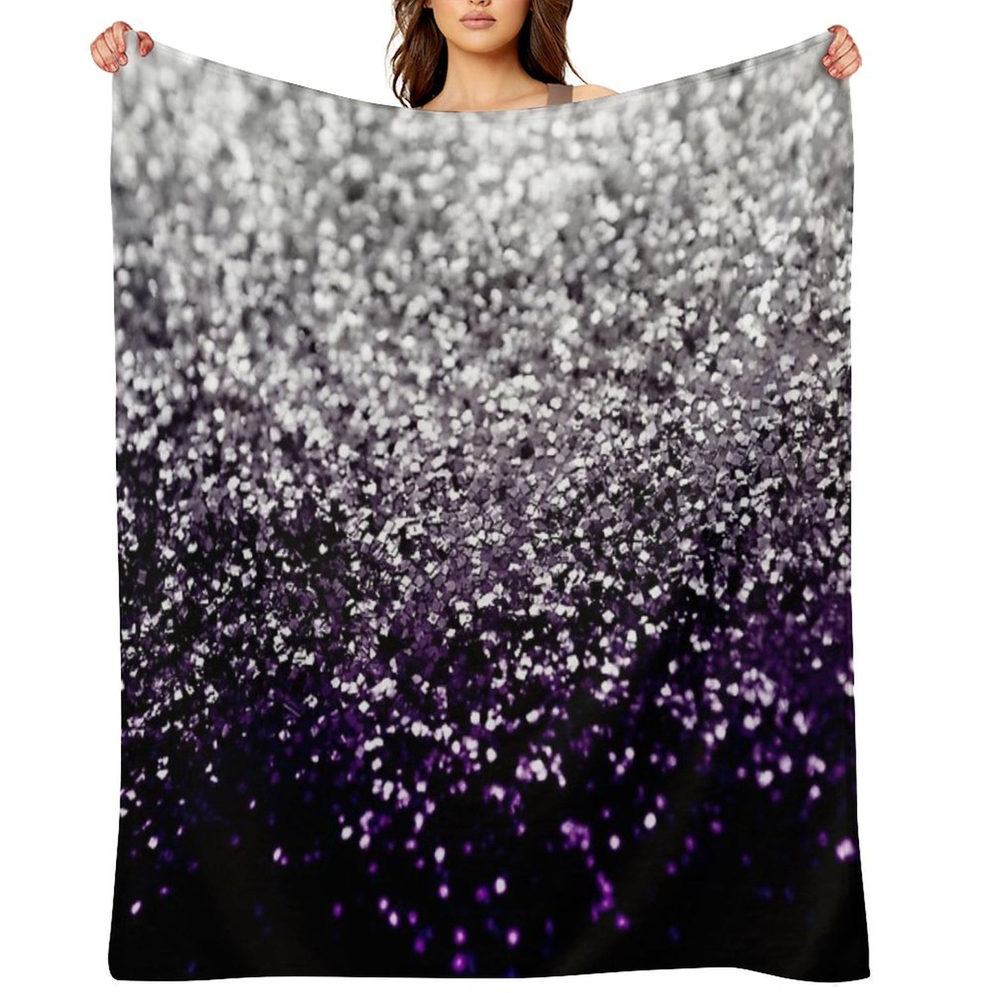 Dark Night Purple Black Silver Glam #1 (Photo of Glitter Only - Not Reflective) Throw Blanket