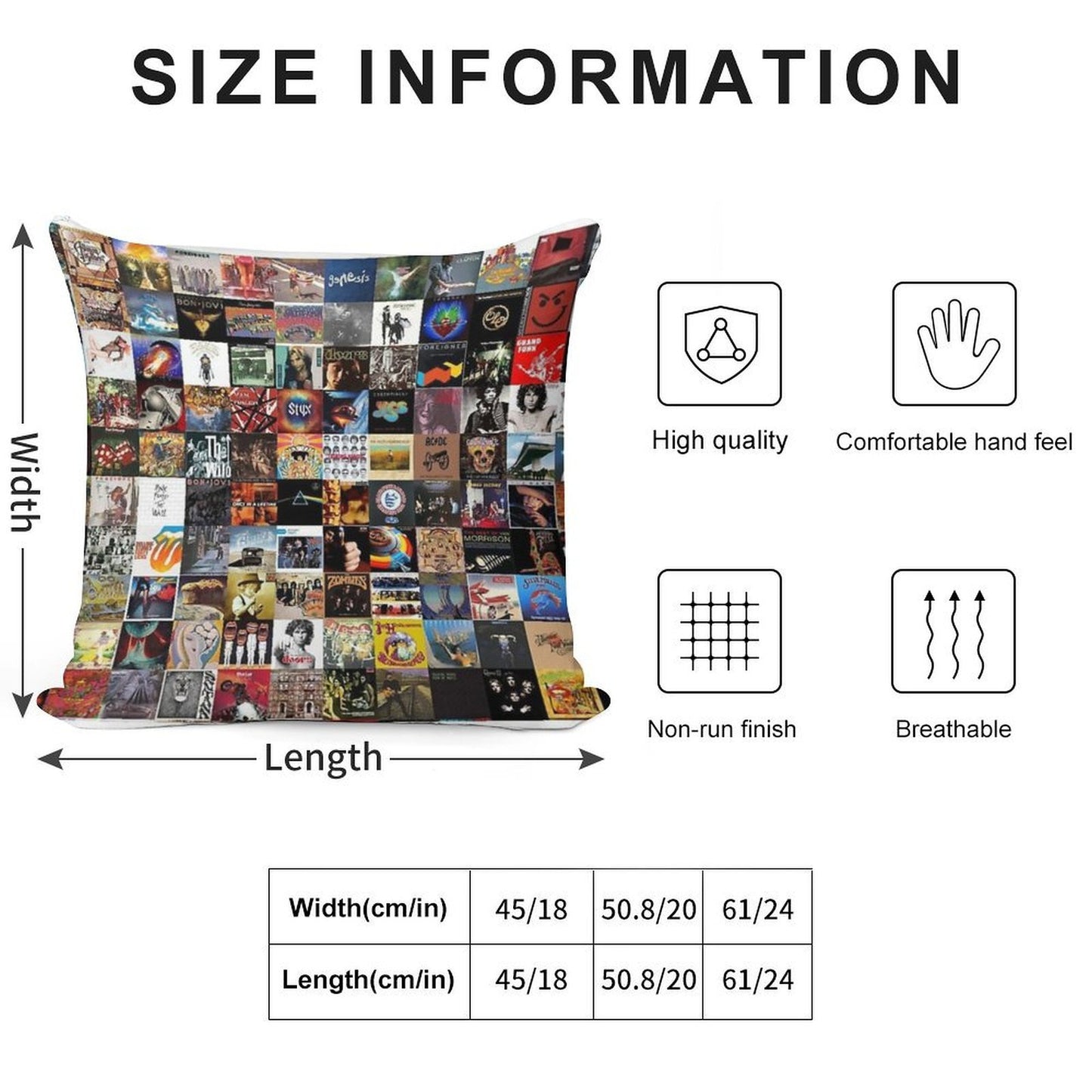 Classic Rock Covers - Collage Soft Reinforced Edging Throw Pillow