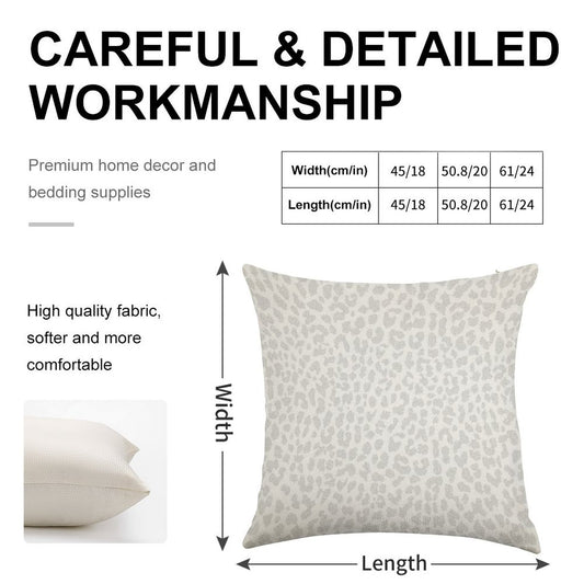 Pale Gray Leopard Linen Throw Pillow Cover