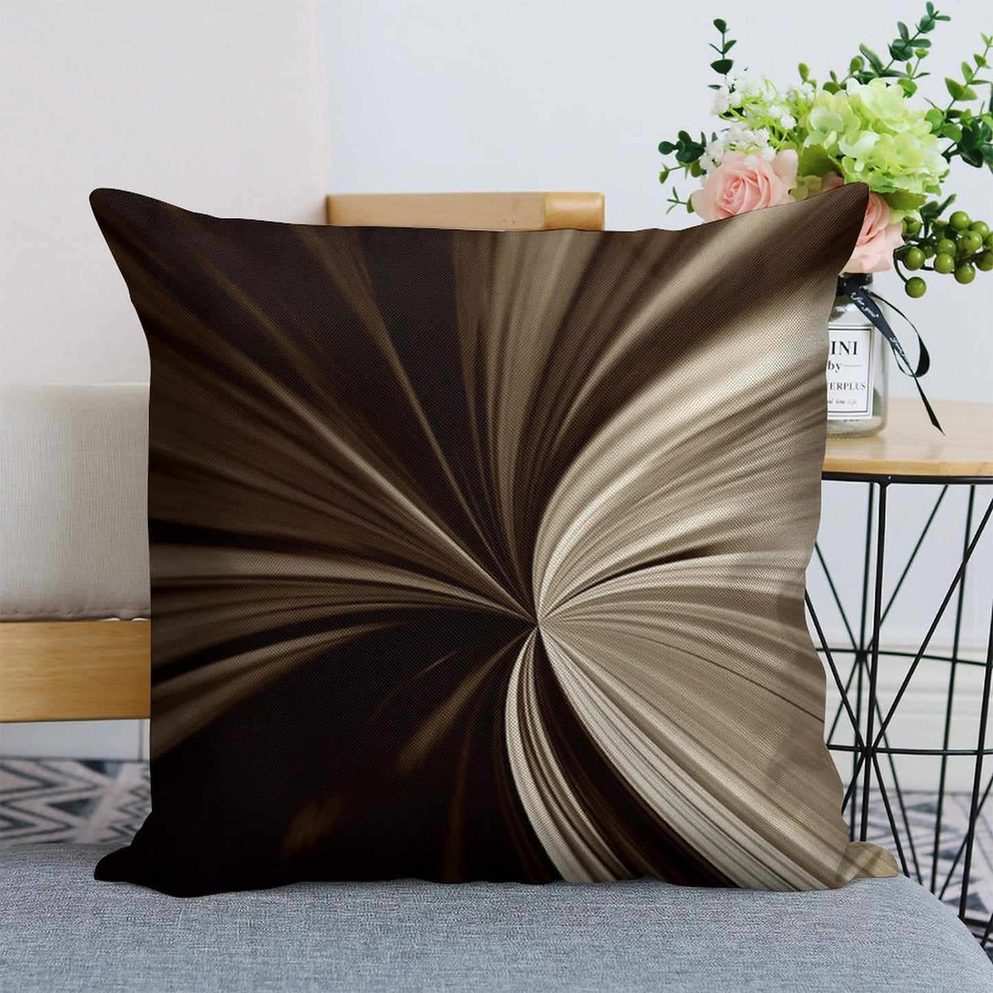 Milk Chocolate Swirl Abstract Print Pillow Linen Throw Pillow Cover