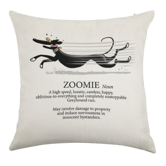 Greyhound Zoomie Linen Throw Pillow Cover