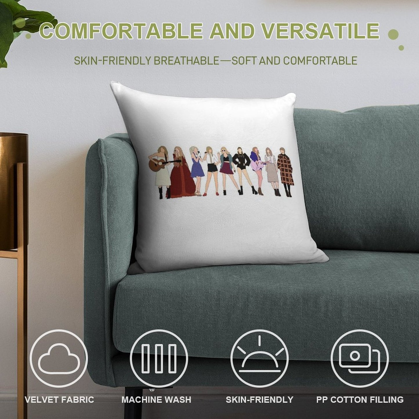 TAYLOR SWIFT 9 ERAS Soft Anti-Pilling Throw Pillow