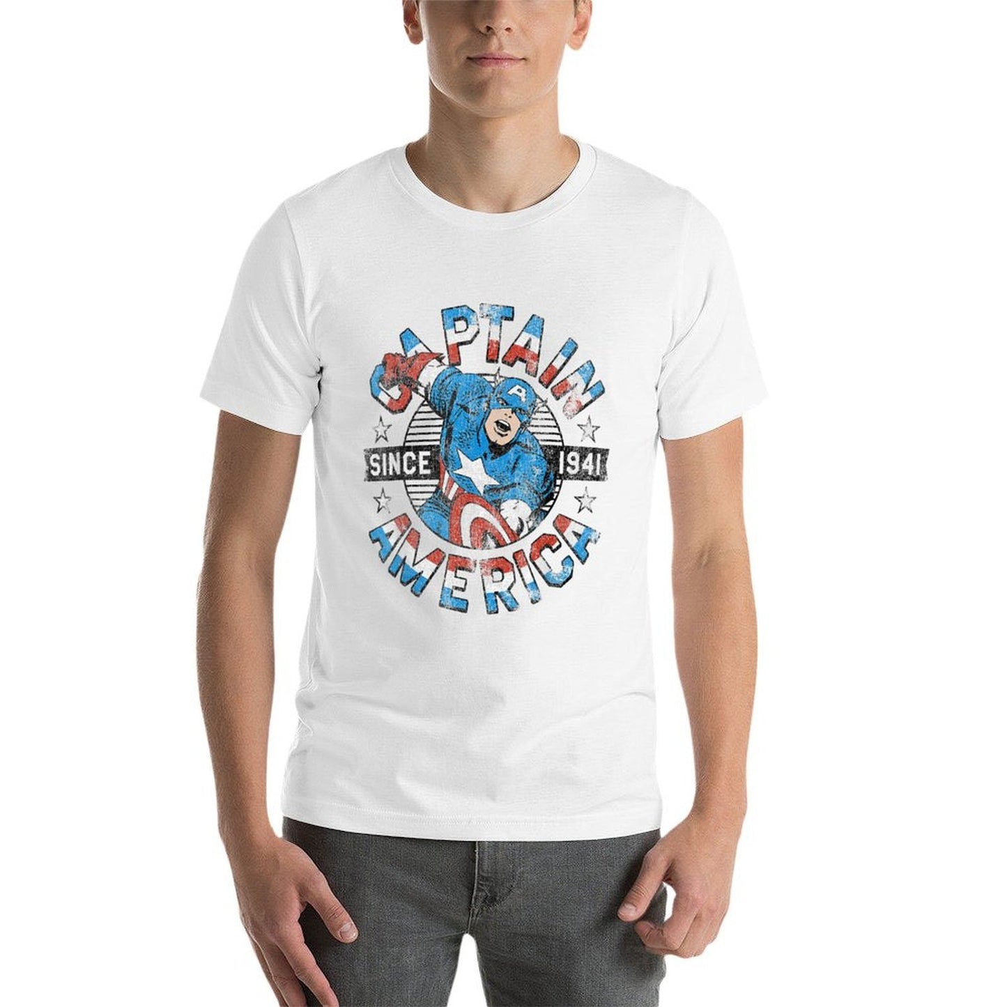 Marvel Avengers Vintage Captain America Comic Hero Since 41 Tagless Design T-Shirt