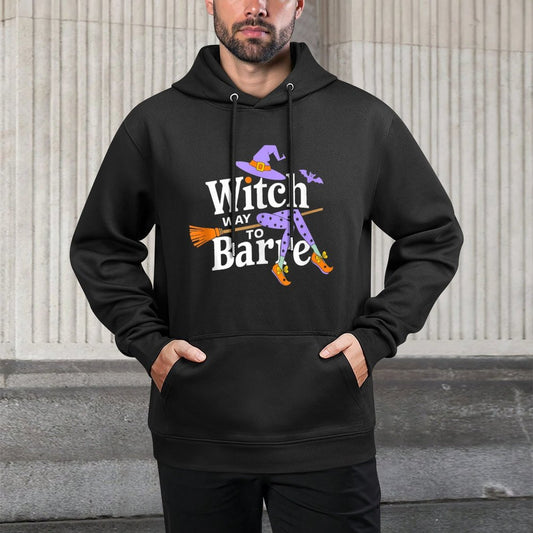 Witch Way to Barre Funny Pure Barre Halloween Workout Design Shape Retention Hoodie