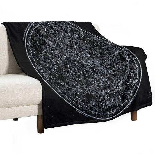 Constellations of The Northern Hemisphere Pale Blue On Black Throw Blanket