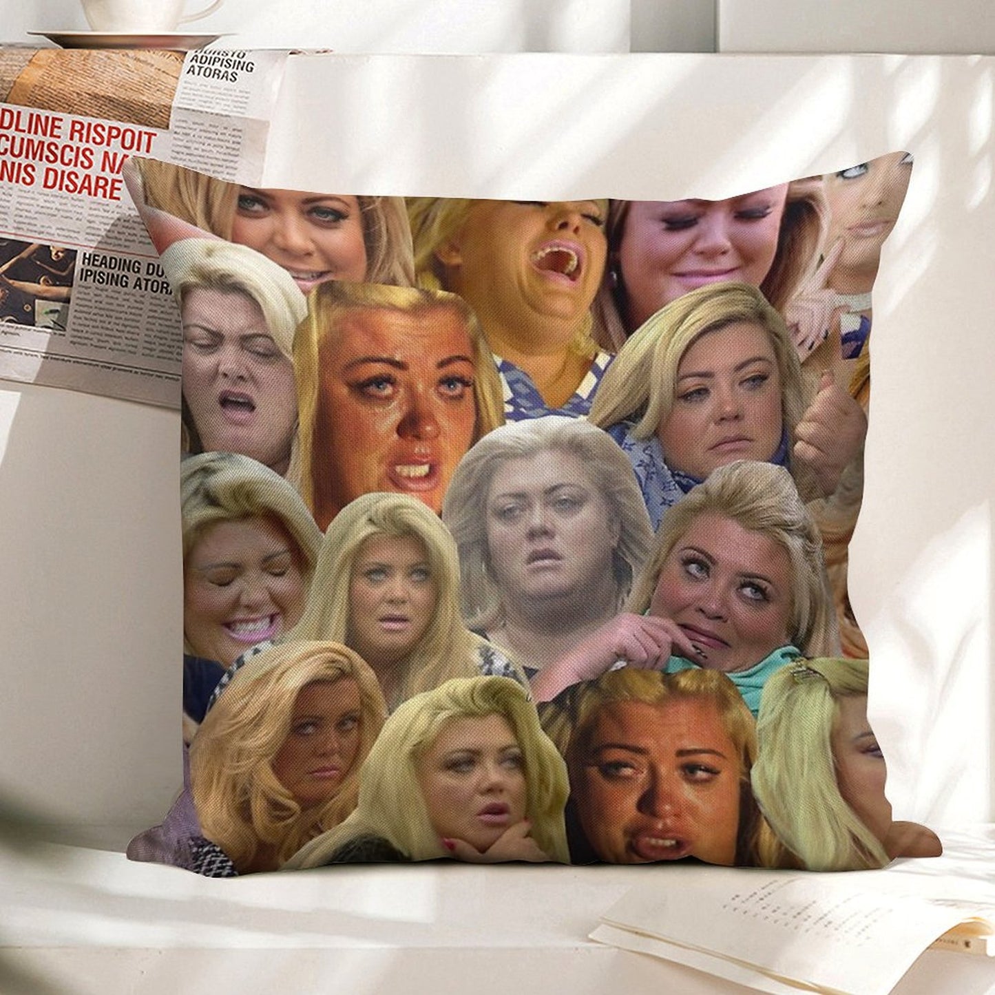 THE MANY MOODS OF GEMMA COLLINS Linen Throw Pillow Cover